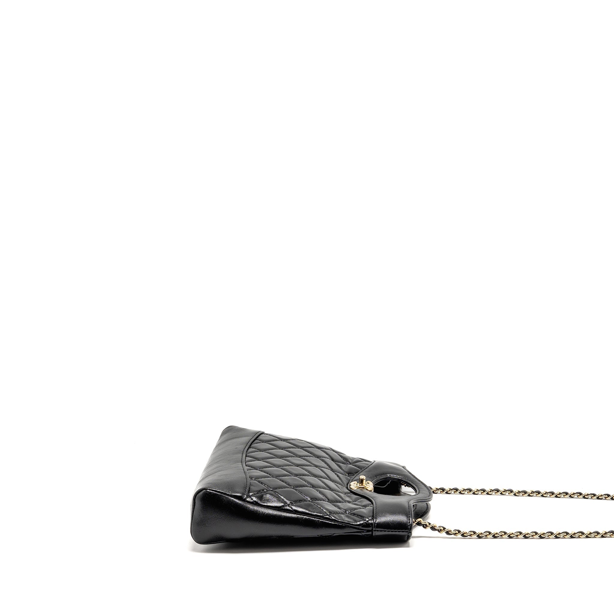CHANEL MINI 31 BAG SHINY LAMBSKIN BLACK LGHW (MICROCHIP)
