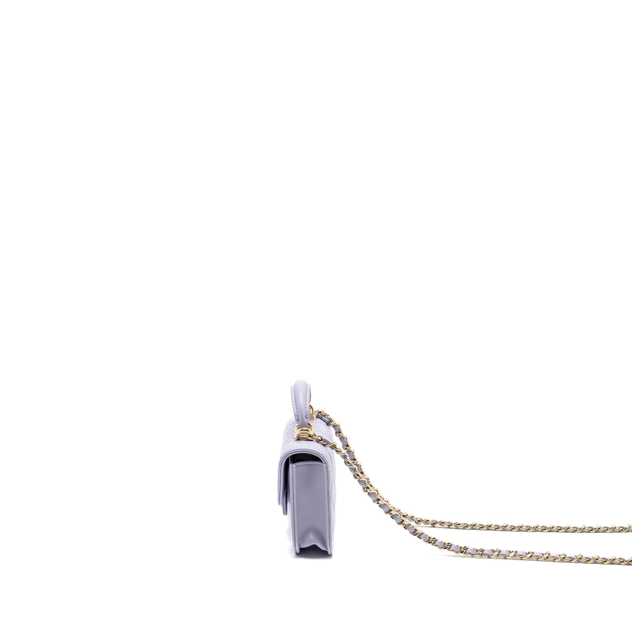 CHANEL TOP HANDLE MINI FLAP BAG LAMBSKIN LIGHT PURPLE LGHW