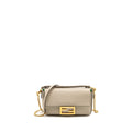 FENDI MINI BAGUETTE BAG CALFSKIN LIGHT BEIGE/GREEN GHW