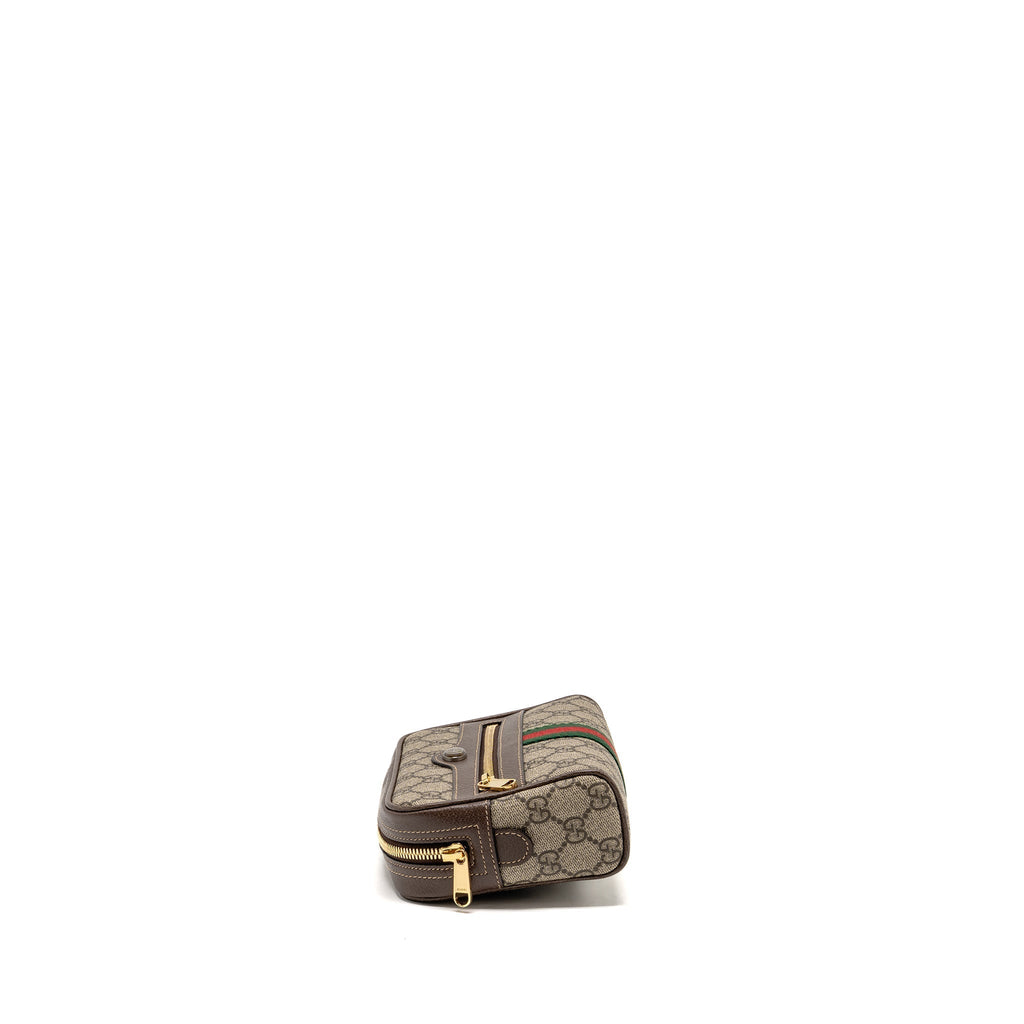 GUCCI SIZE 85 OPHIDIA SMALL BELT BAG GG SUPREME CANVAS GHW