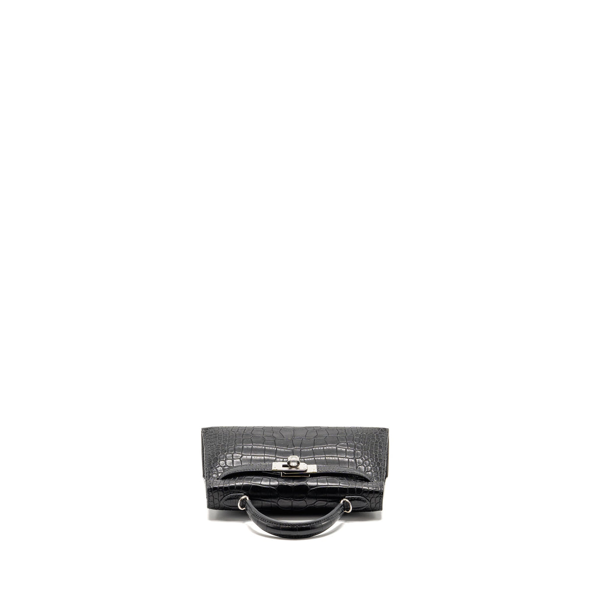 Hermes Mini Kelly II alligator misssissippiensis Matt black SHW