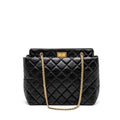 CHANEL 2.55 REISSUE TOTE BAG QUILTED AGED CALFSKIN BLACK GHW