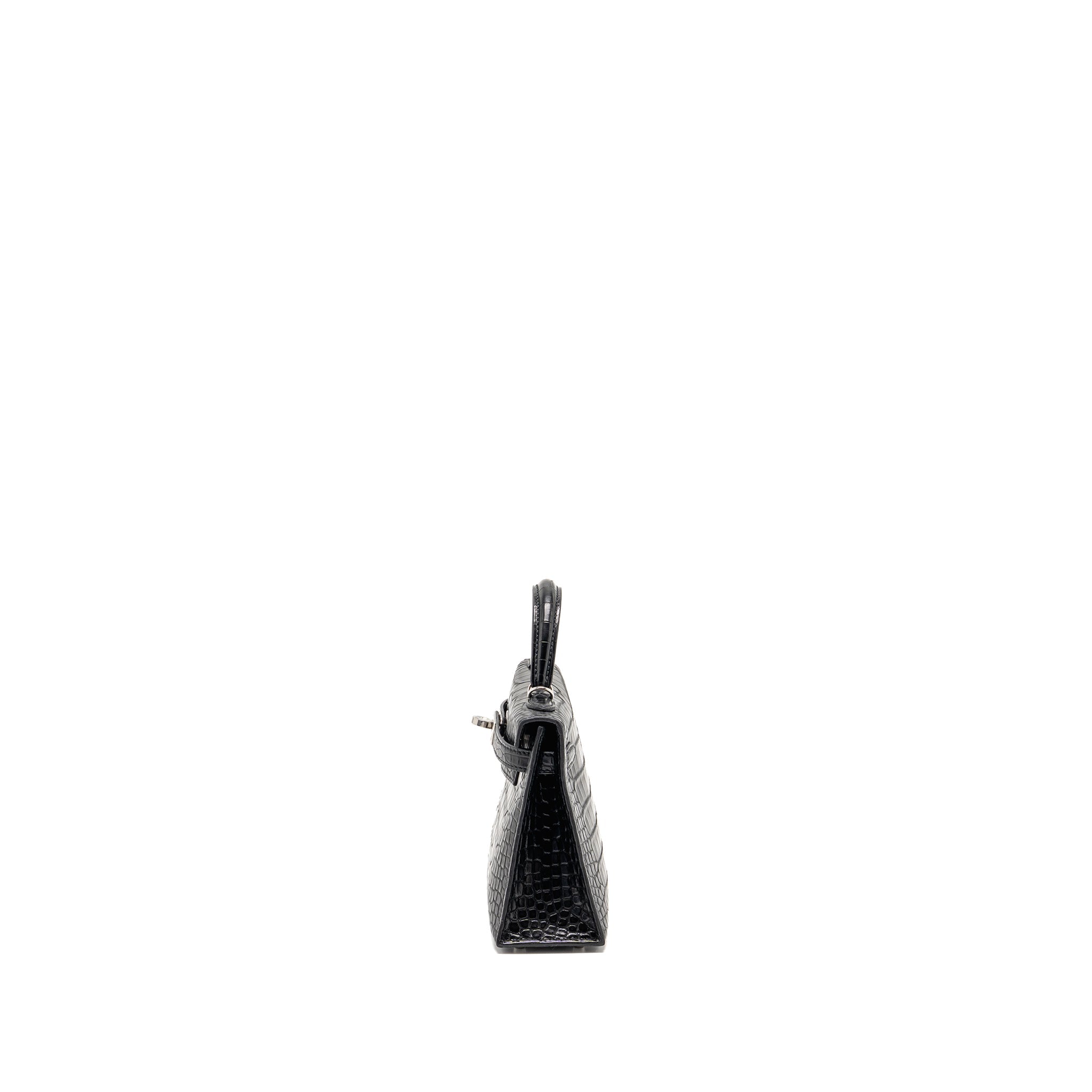 HERMES MINI KELLY II ALLIGATOR MISSSISSIPPIENSIS MATT BLACK SHW