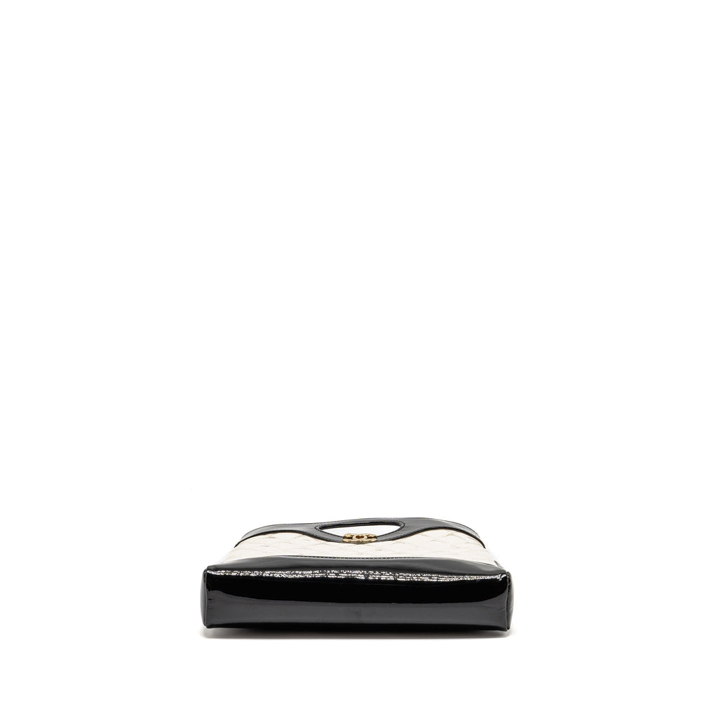 CHANEL MINI 31 BAG PATENT BLACK / WHITE LGHW (MICROCHIP)