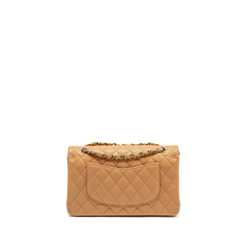 CHANEL MEDIUM CLASSIC DOUBLE FLAP BAG CAVIAR CARAMEL LGHW(MICROCHIP)