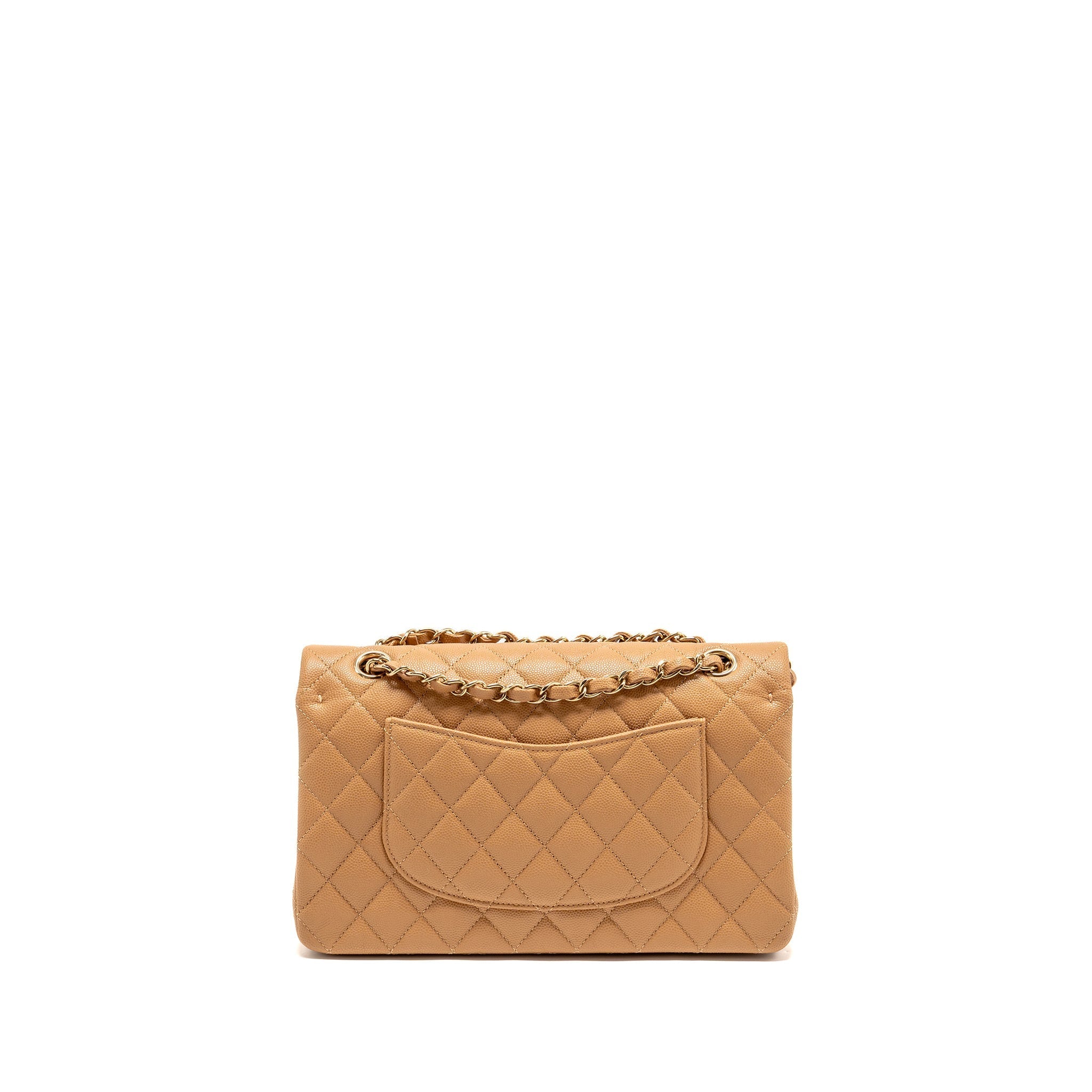 CHANEL MEDIUM CLASSIC DOUBLE FLAP BAG CAVIAR CARAMEL LGHW(MICROCHIP)