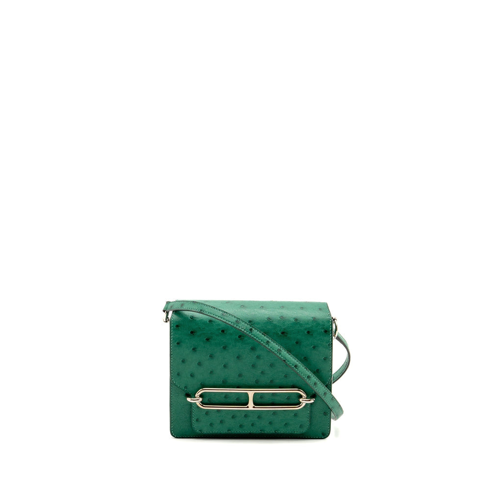 HERMES MINI ROULIS OSTRICH VERT VERTIGO SHW