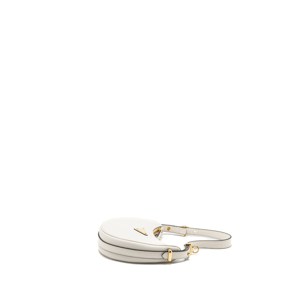 PRADA ARQUÉ SMALL SHOULDER BAG CALFSKIN WHITE GHW