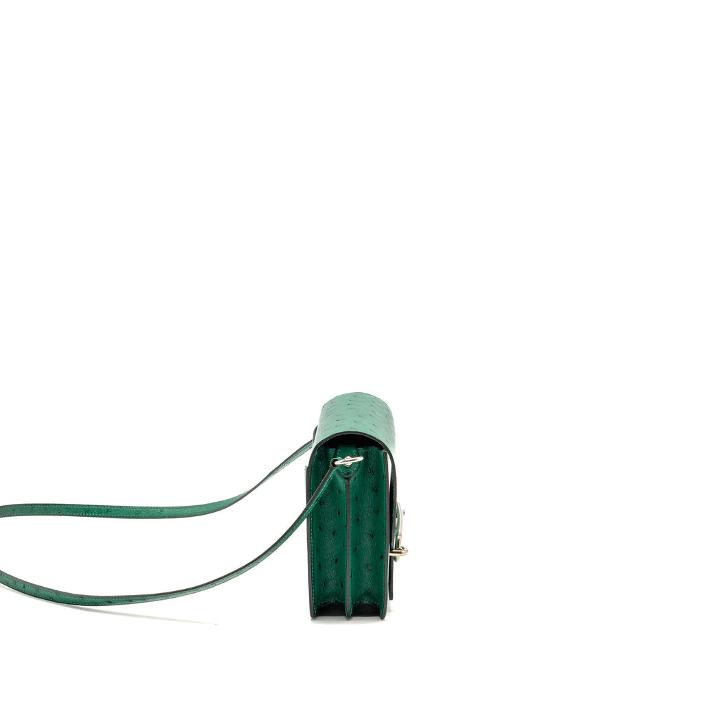HERMES MINI ROULIS OSTRICH VERT VERTIGO SHW