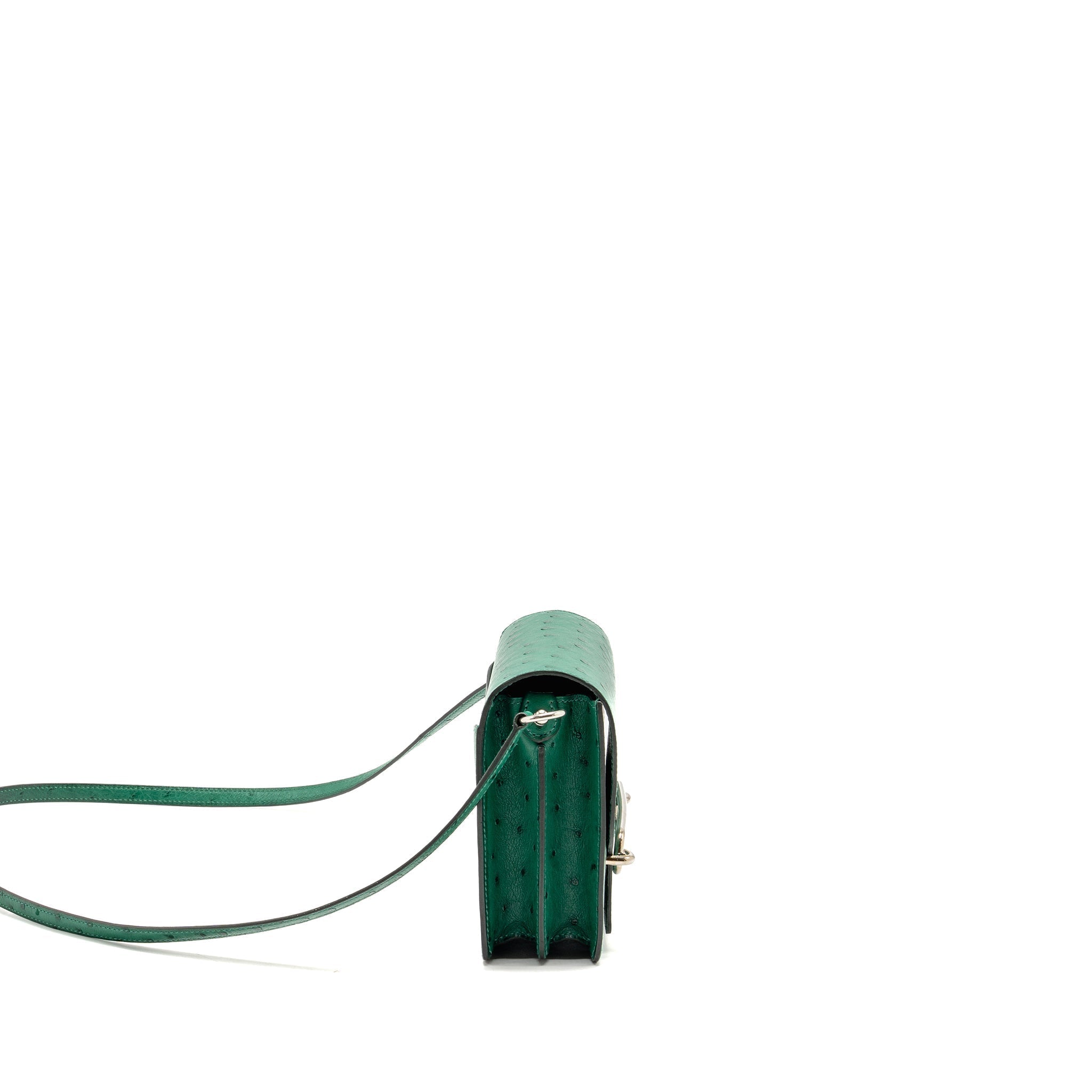 HERMES MINI ROULIS OSTRICH VERT VERTIGO SHW