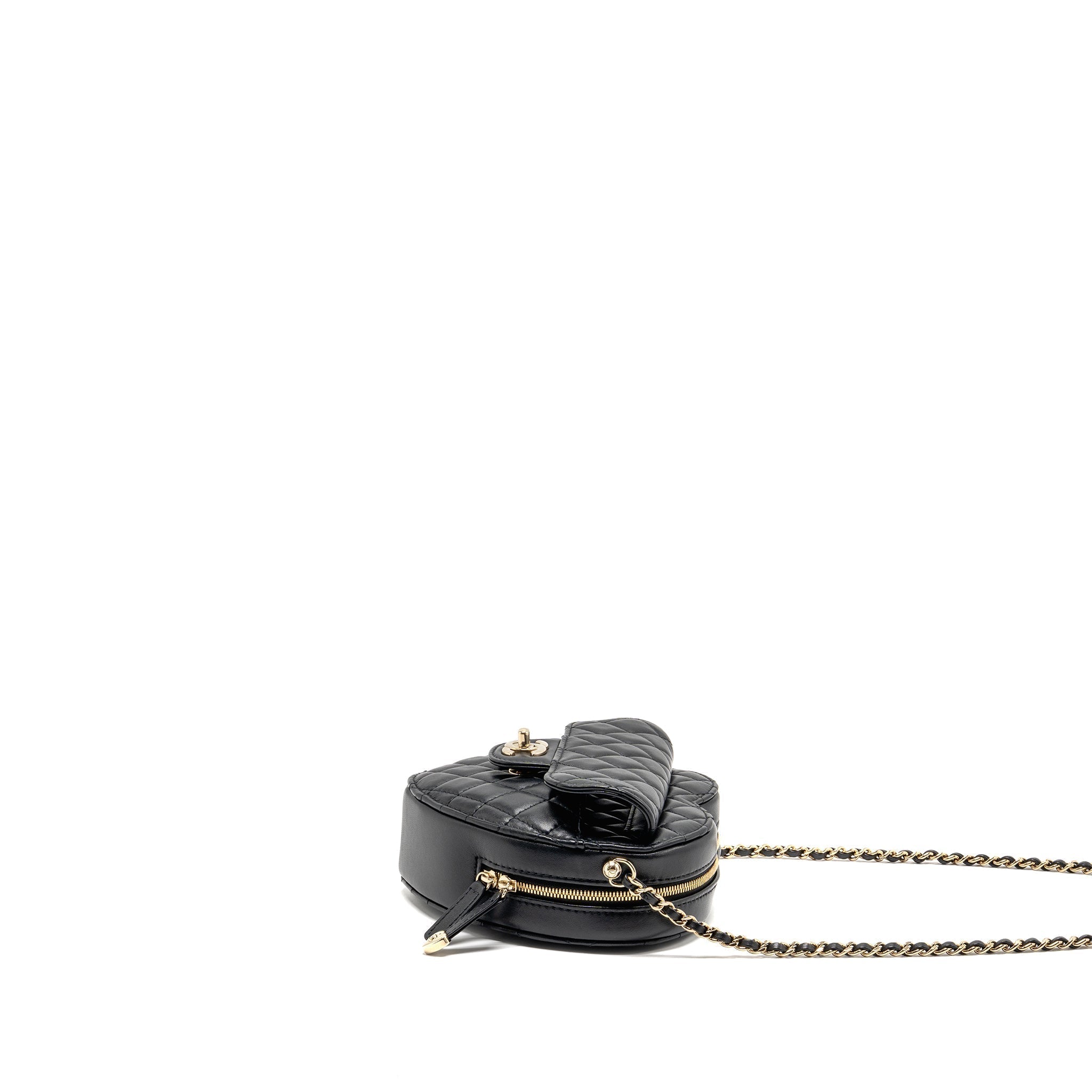 CHANEL 22S HEART BAG LAMBSKIN BLACK LGHW (MICROCHIP)
