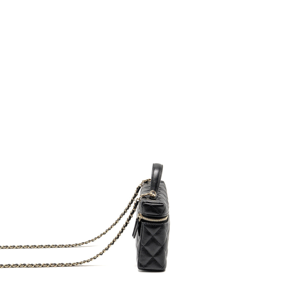 CHANEL 25P CC TOP HANDLE VANITY BAG CAVIAR BLACK LGHW (MICROCHIP)