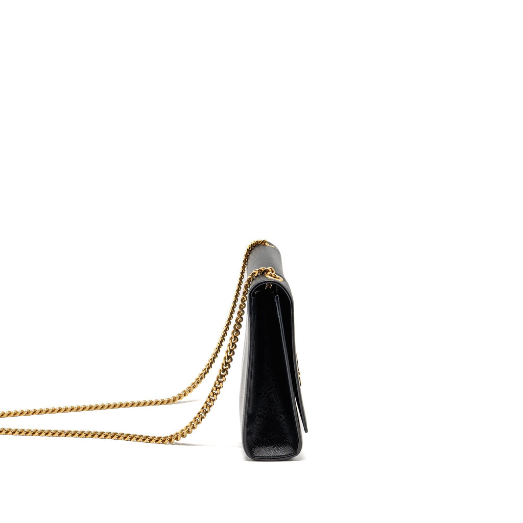 SAINT LAURENT/YSL LARGE KATE CHAIN BAG GRAINED CALFSKIN BLACK GHW