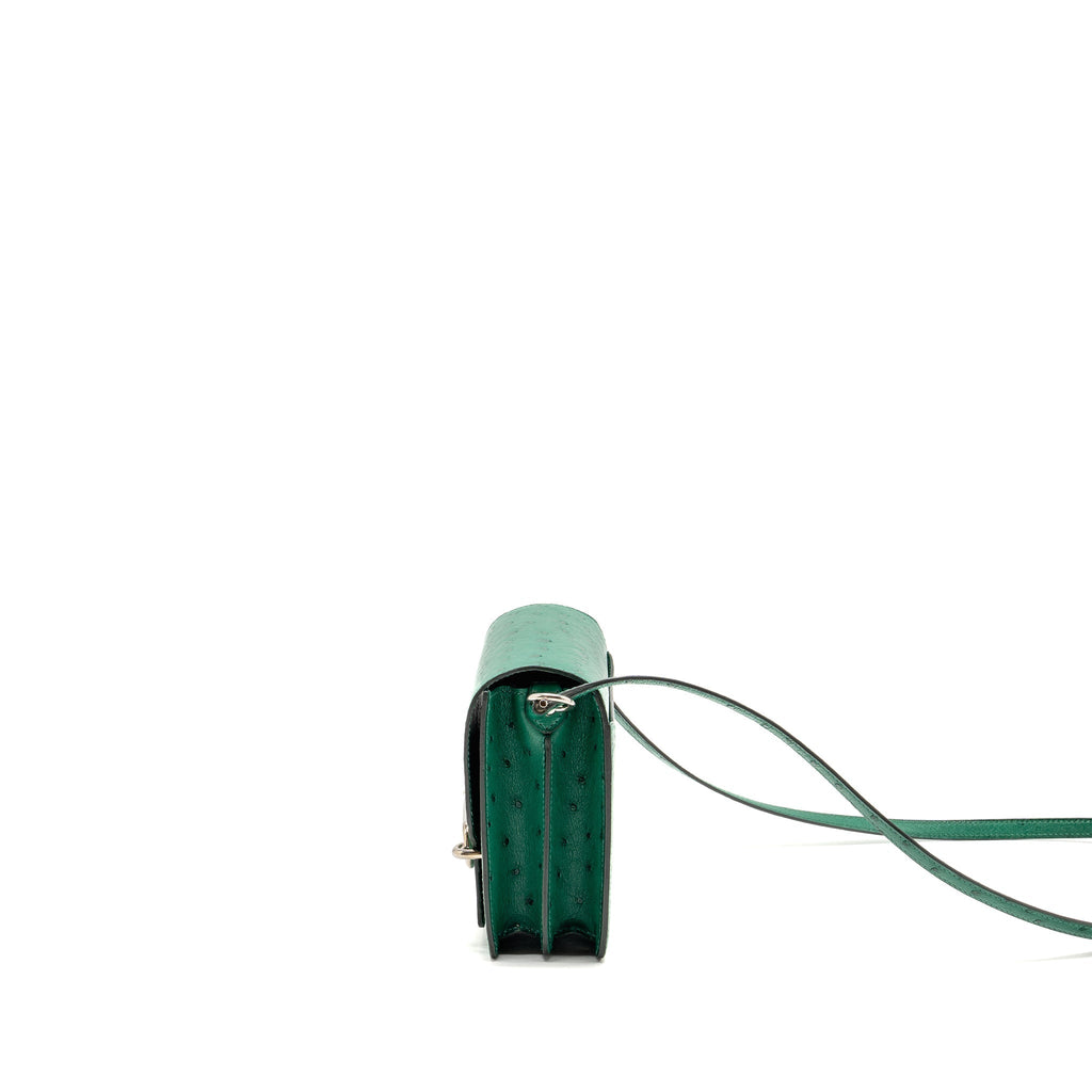 HERMES MINI ROULIS OSTRICH VERT VERTIGO SHW