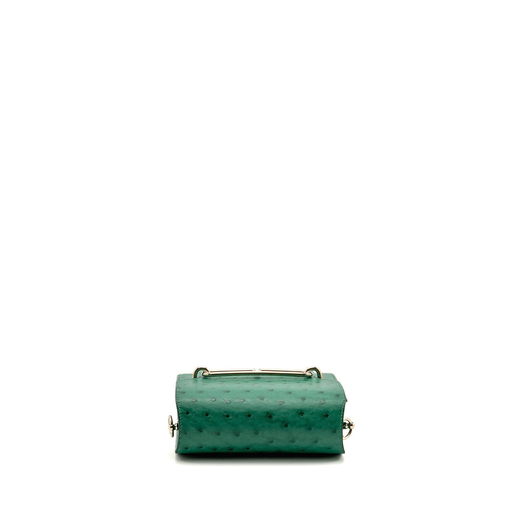 HERMES MINI ROULIS OSTRICH VERT VERTIGO SHW