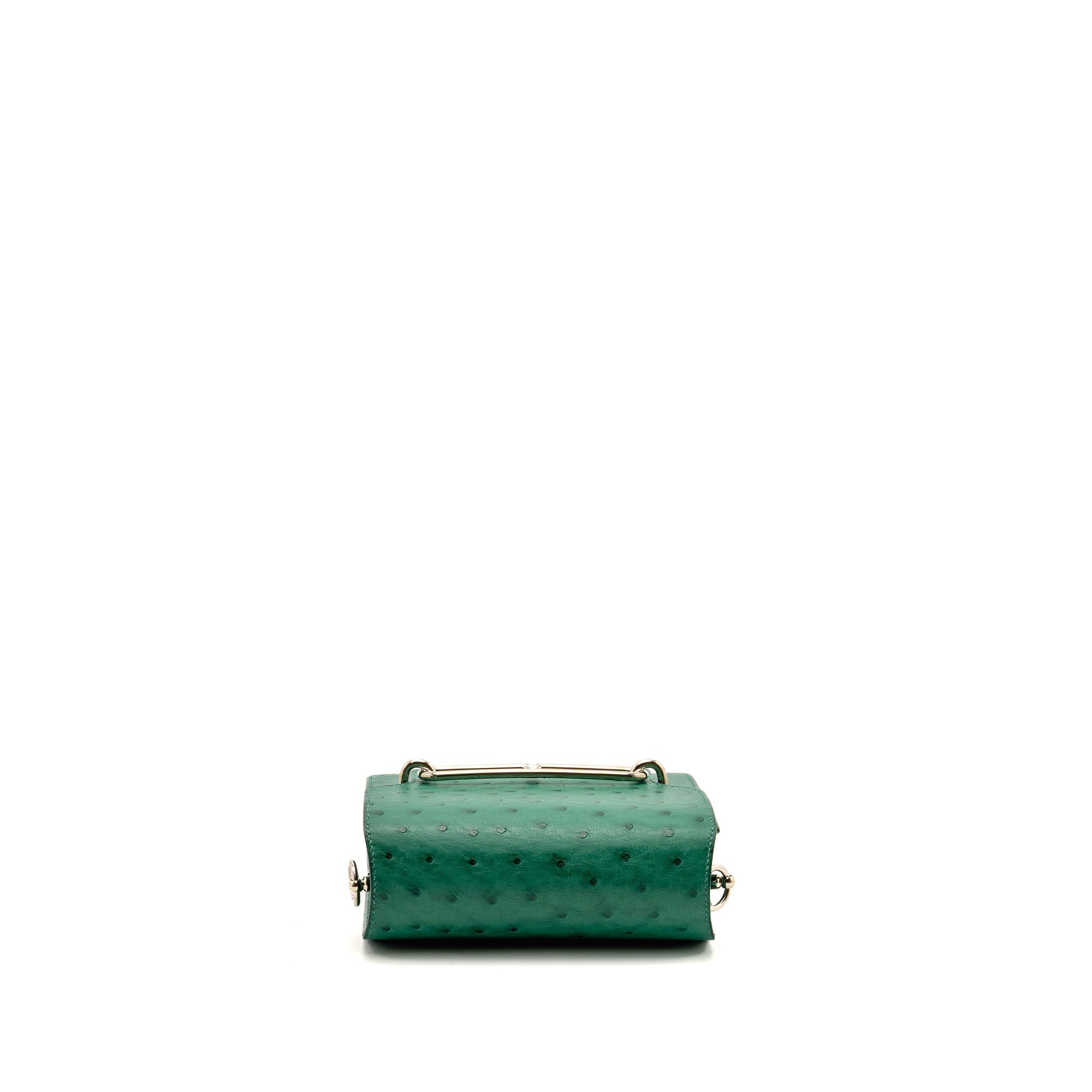 HERMES MINI ROULIS OSTRICH VERT VERTIGO SHW