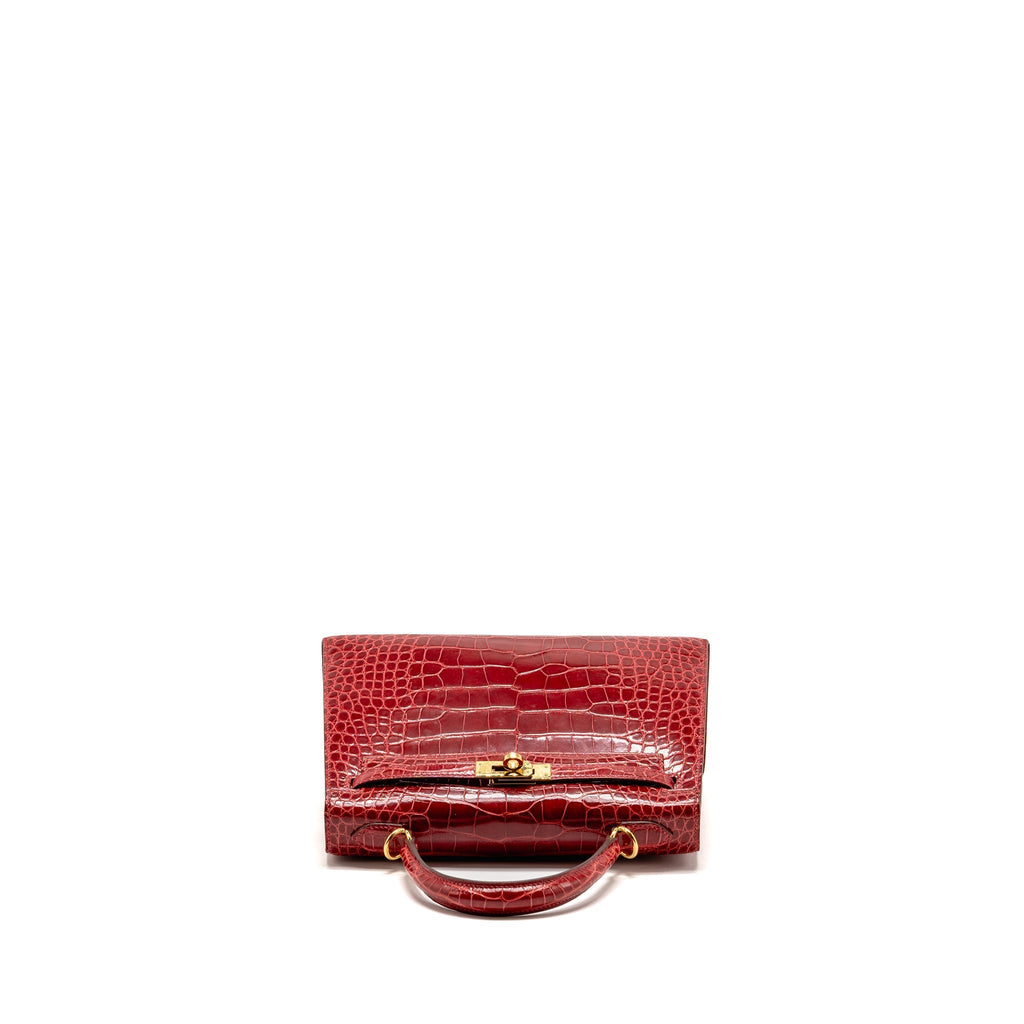 HERMES KELLY 25 CROCODILE POROUS BRAISE GHW
