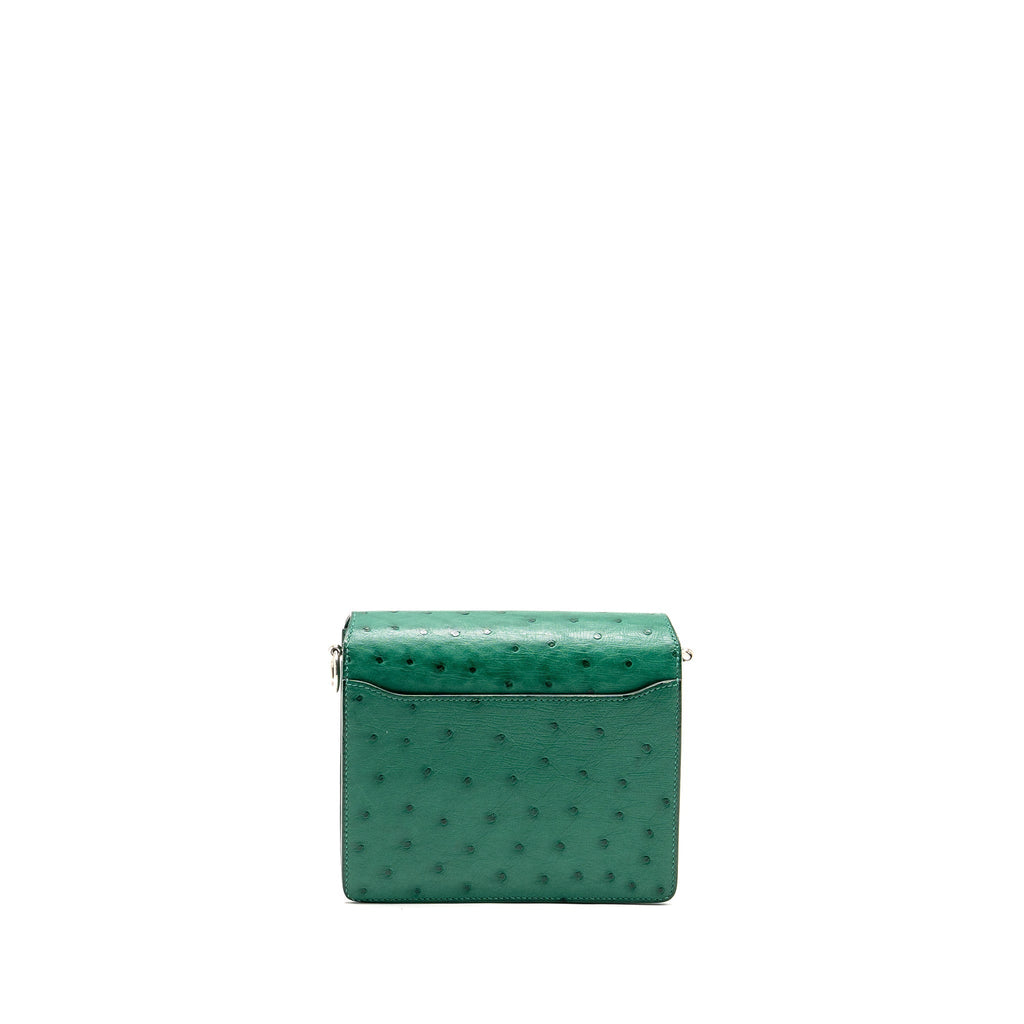 HERMES MINI ROULIS OSTRICH VERT VERTIGO SHW