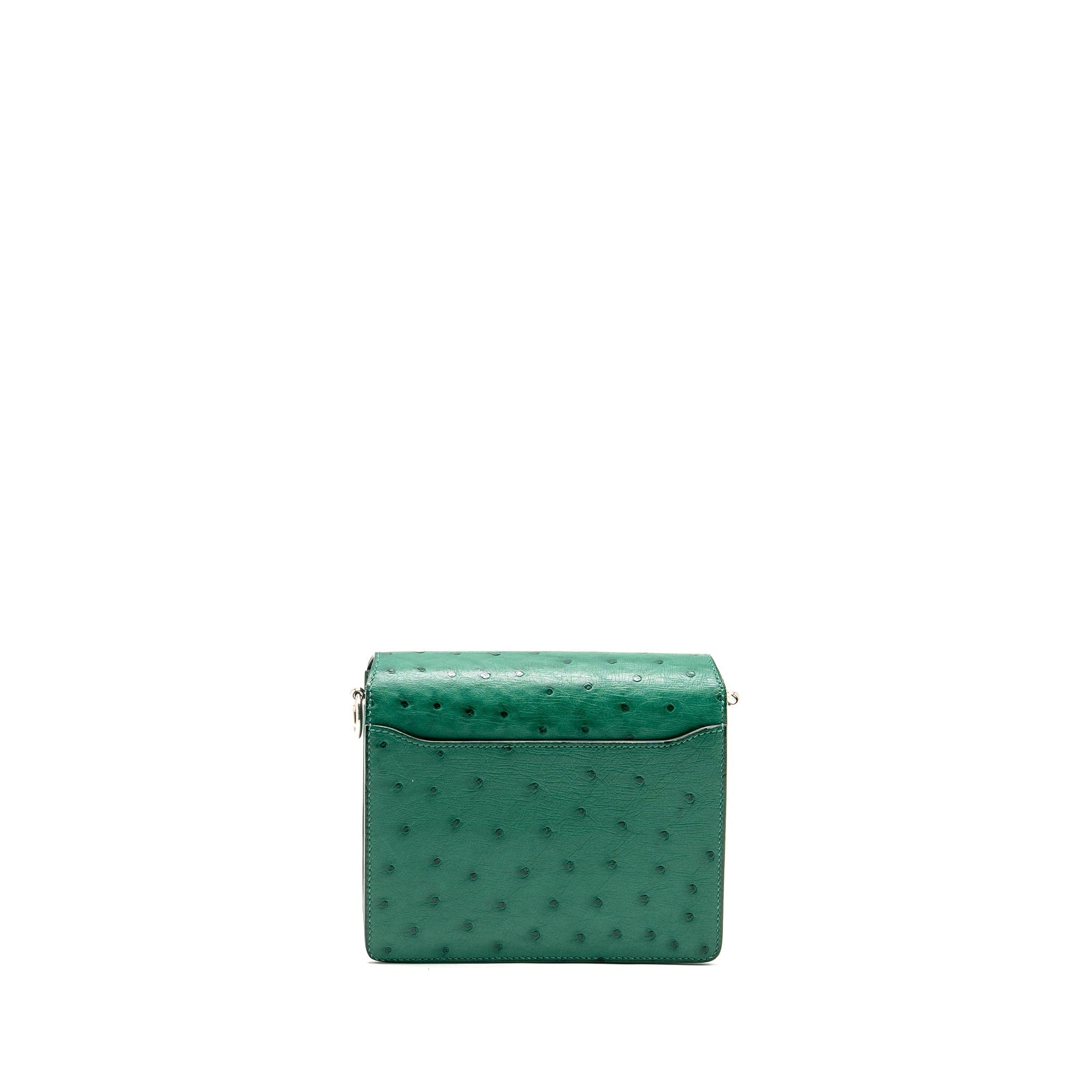 HERMES MINI ROULIS OSTRICH VERT VERTIGO SHW