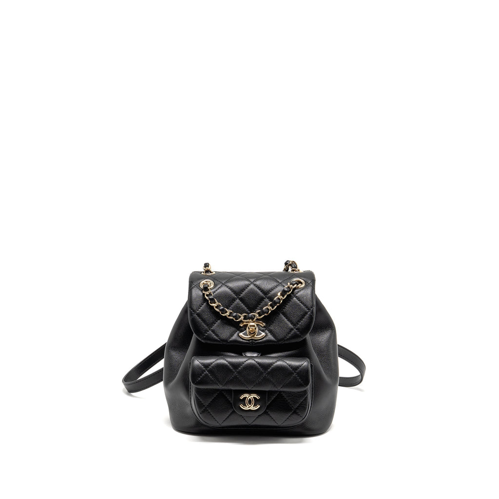 CHANEL MINI DUMA BACKPACK CALFSKIN BLACK LGHW (MICROCHIP)