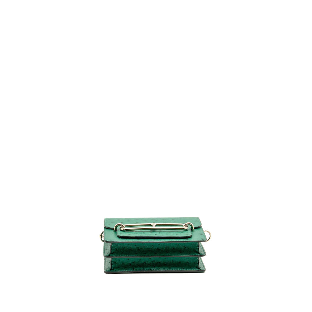 HERMES MINI ROULIS OSTRICH VERT VERTIGO SHW