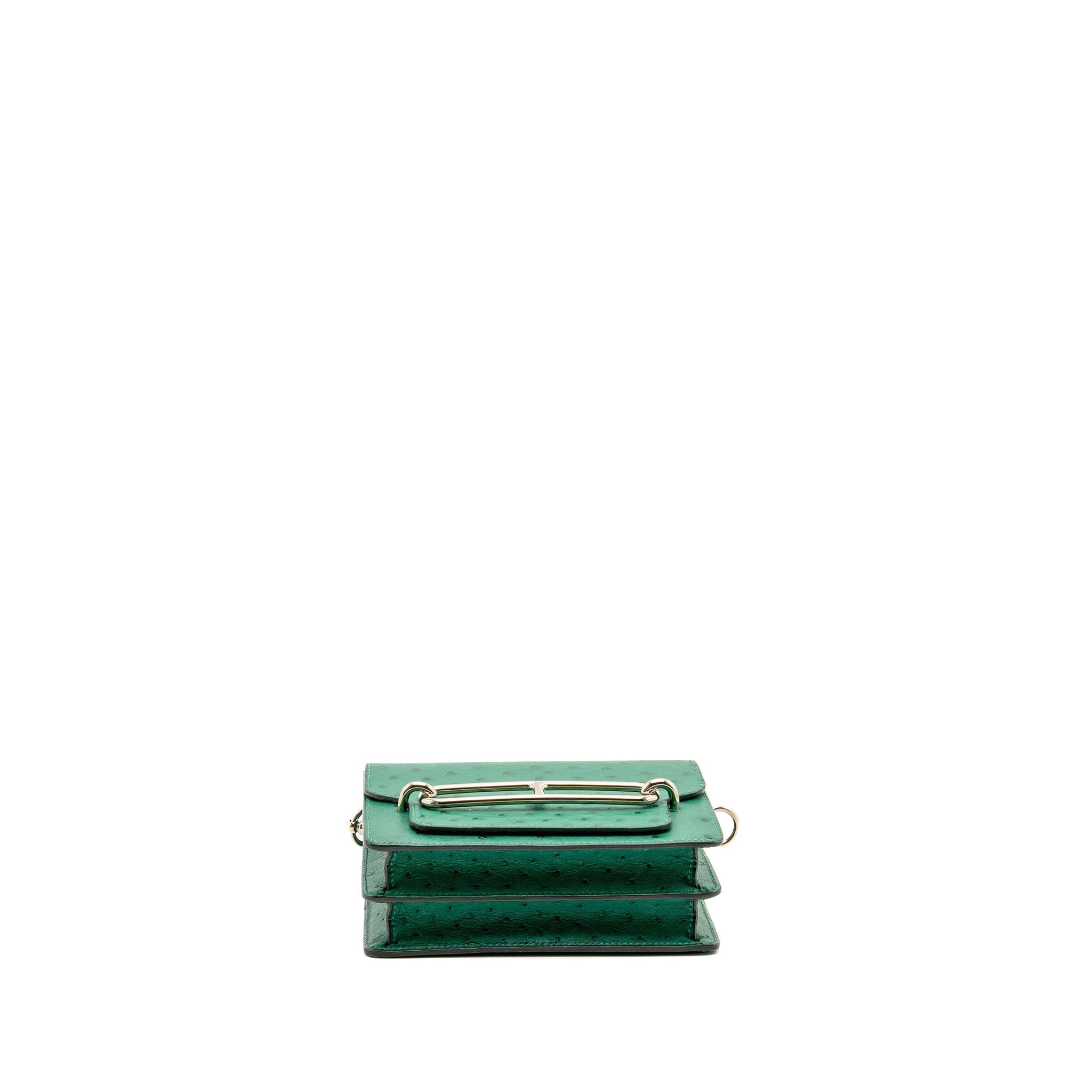 HERMES MINI ROULIS OSTRICH VERT VERTIGO SHW