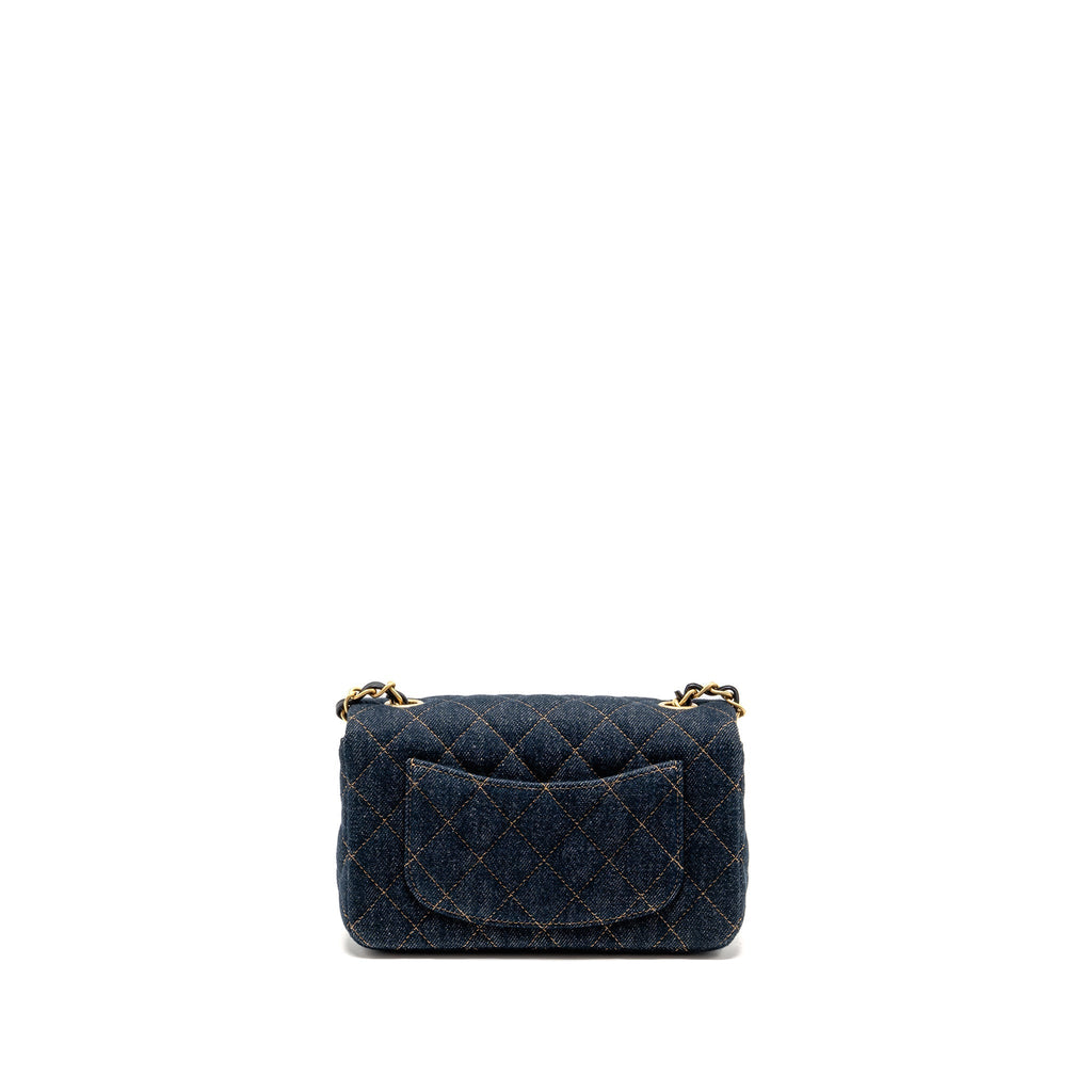CHANEL MINI RECTANGULAR FLAP BAG DENIM DARK BLUE GHW (MICROCHIP)