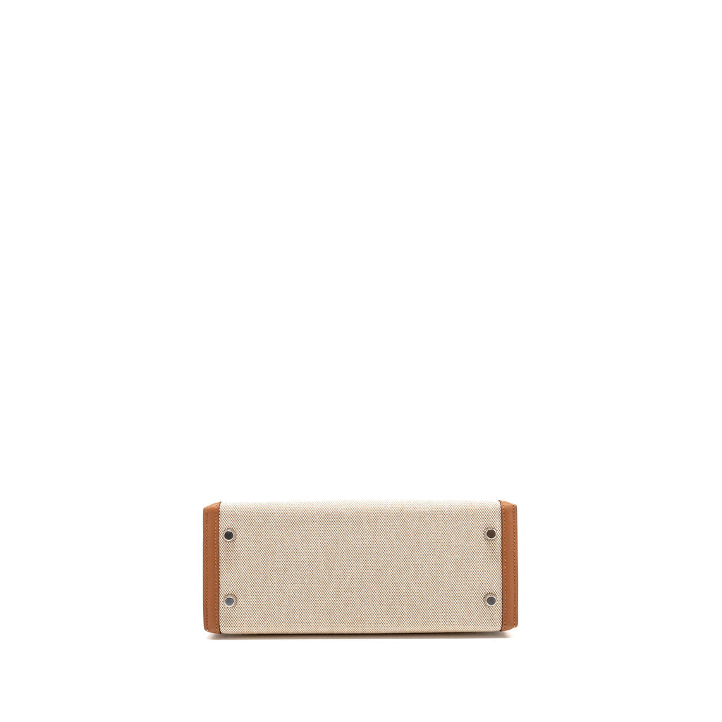 HERMES KELLY 25 TOILE H/SWIFT ECRU-BEIGE/GOLD SHW