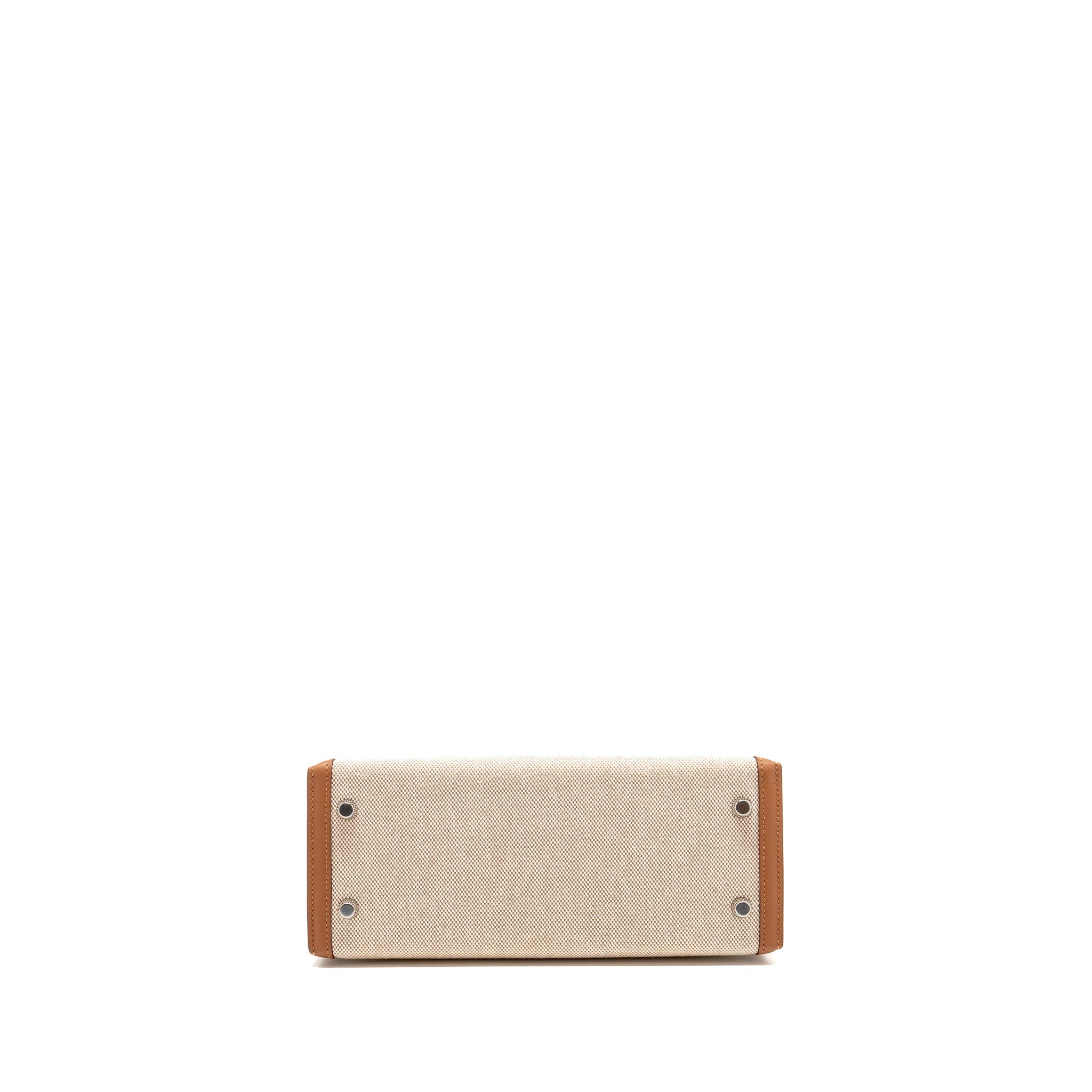 HERMES KELLY 25 TOILE H/SWIFT ECRU-BEIGE/GOLD SHW