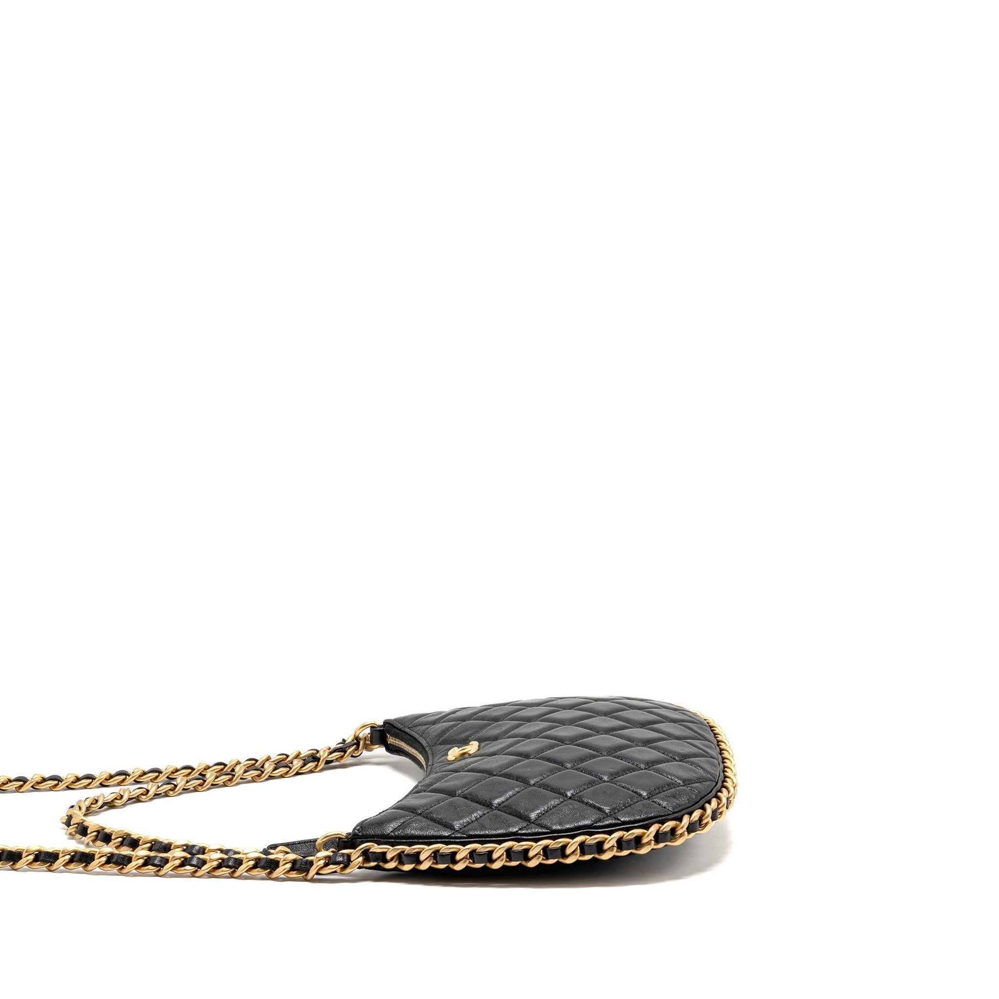 CHANEL LARGE QUILTED HOBO BAG SHINY CRUMPLED LAMBSKIN BLACK GHW (MICROCHIP)