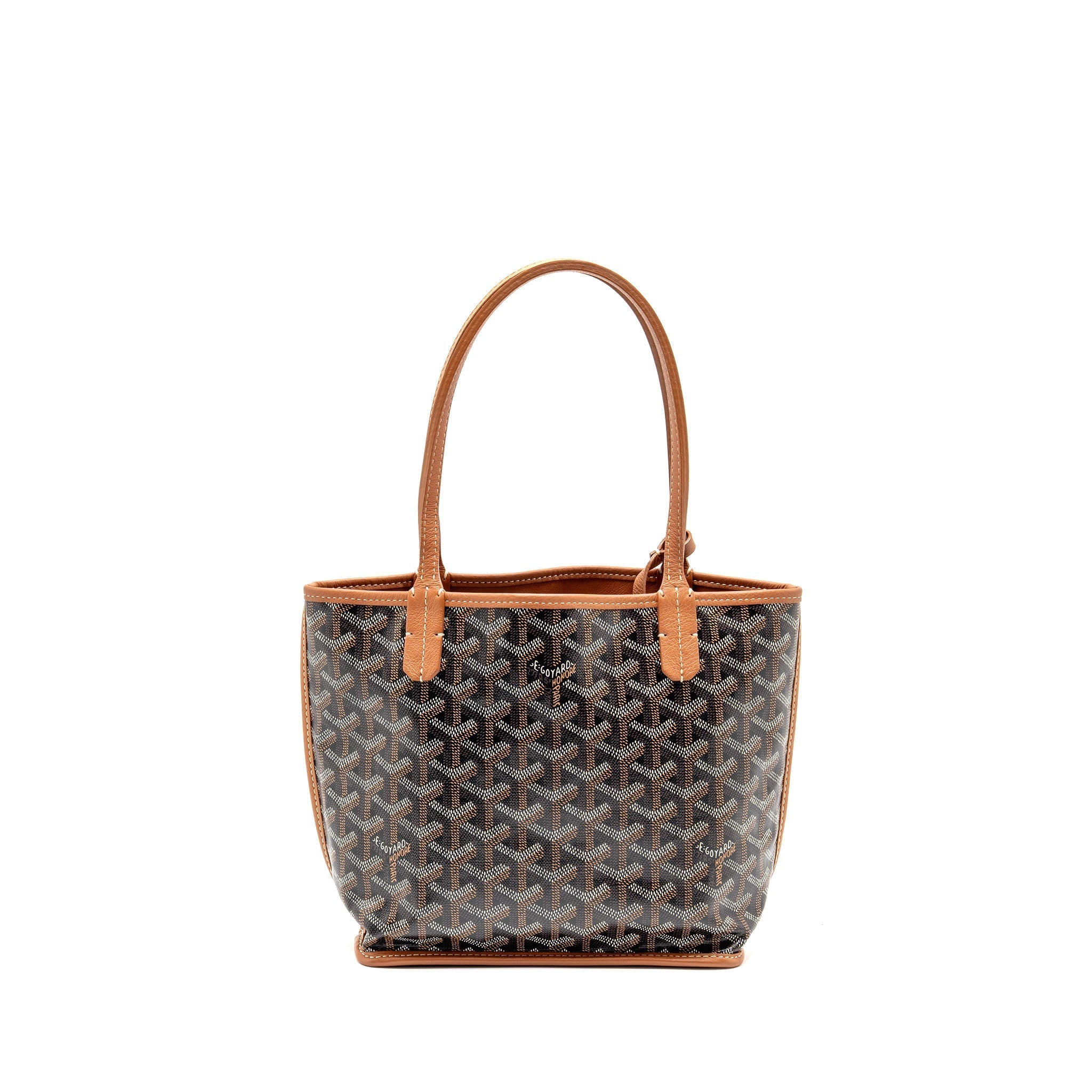 GOYARD MINI ANJOU TOTE GOYARDLINE CANVAS/LEATHER TAN/BLACK SHW