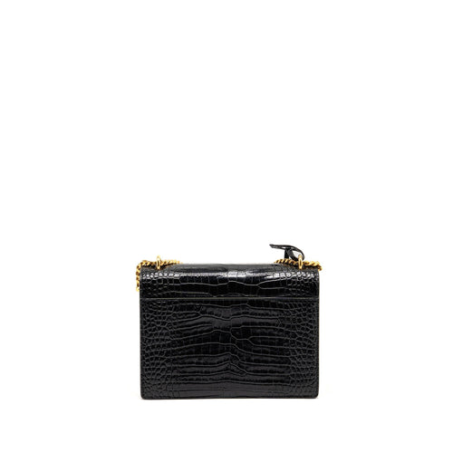 SAINT LAURENT/YSL SUNSET MEDIUM CROCODILE-EMBOSSED CALFSKIN BLACK GHW