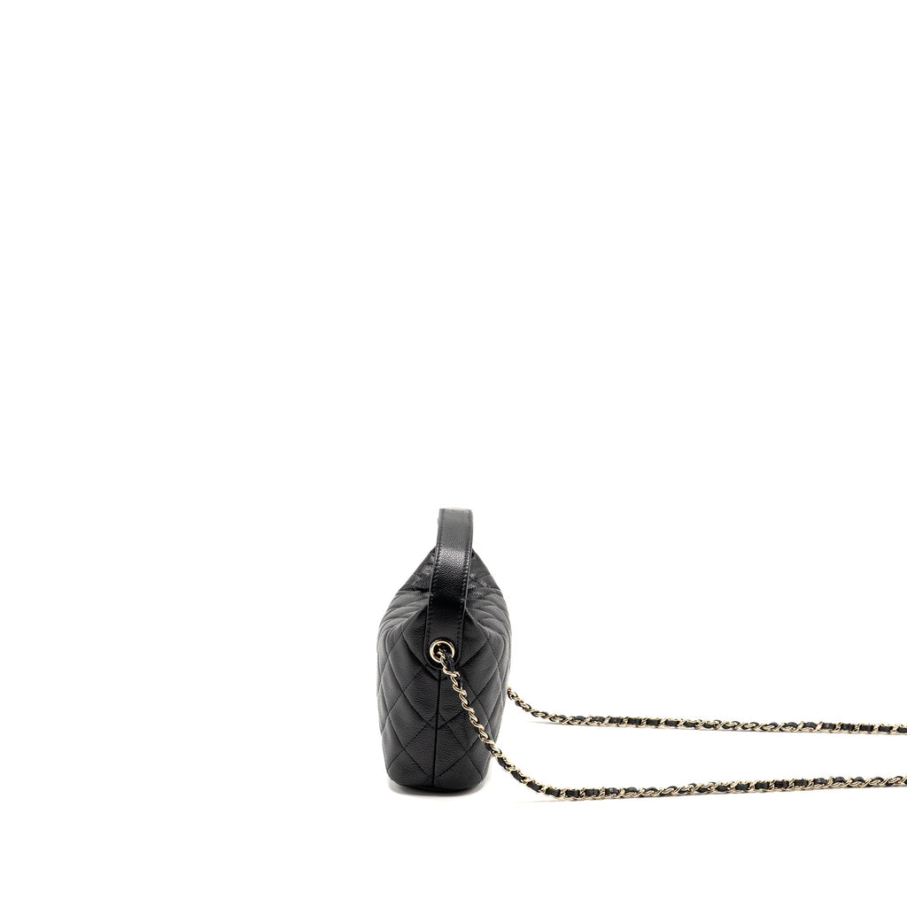 CHANEL 25C QUILTED HOBO BAG CAVIAR BLACK GHW (MICROCHIP)