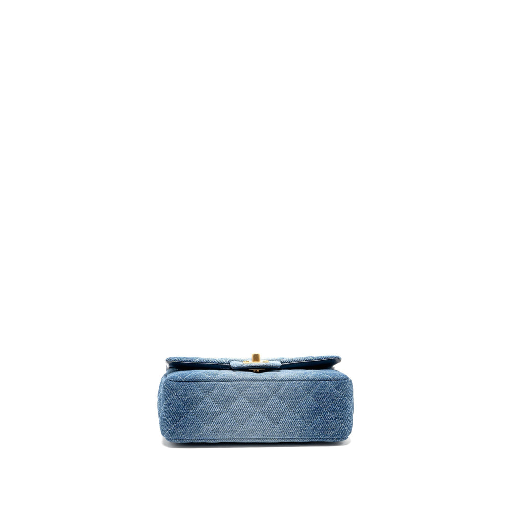 CHANEL MINI RECTANGULAR FLAP BAG DENIM BLUE GHW (MICROCHIP)