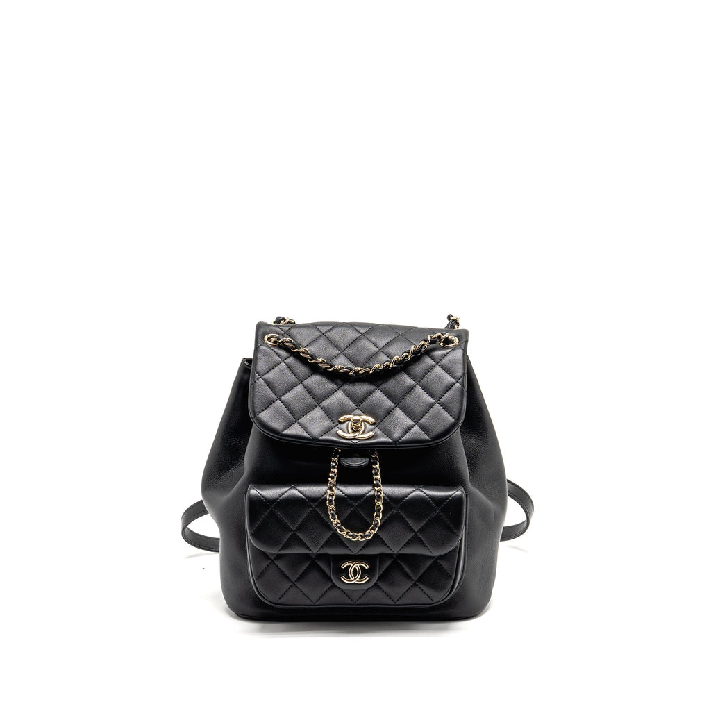 CHANEL LARGE DUMA BACKPACK CALFSKIN BLACK LGHW (MICROCHIP)