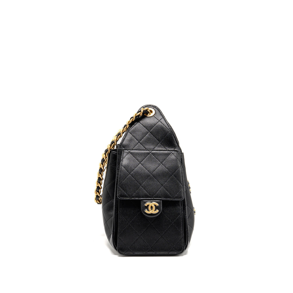 CHANEL 25 SMALL HANDBAG GRAINED CALFSKIN BLACK GHW (MICROCHIP)