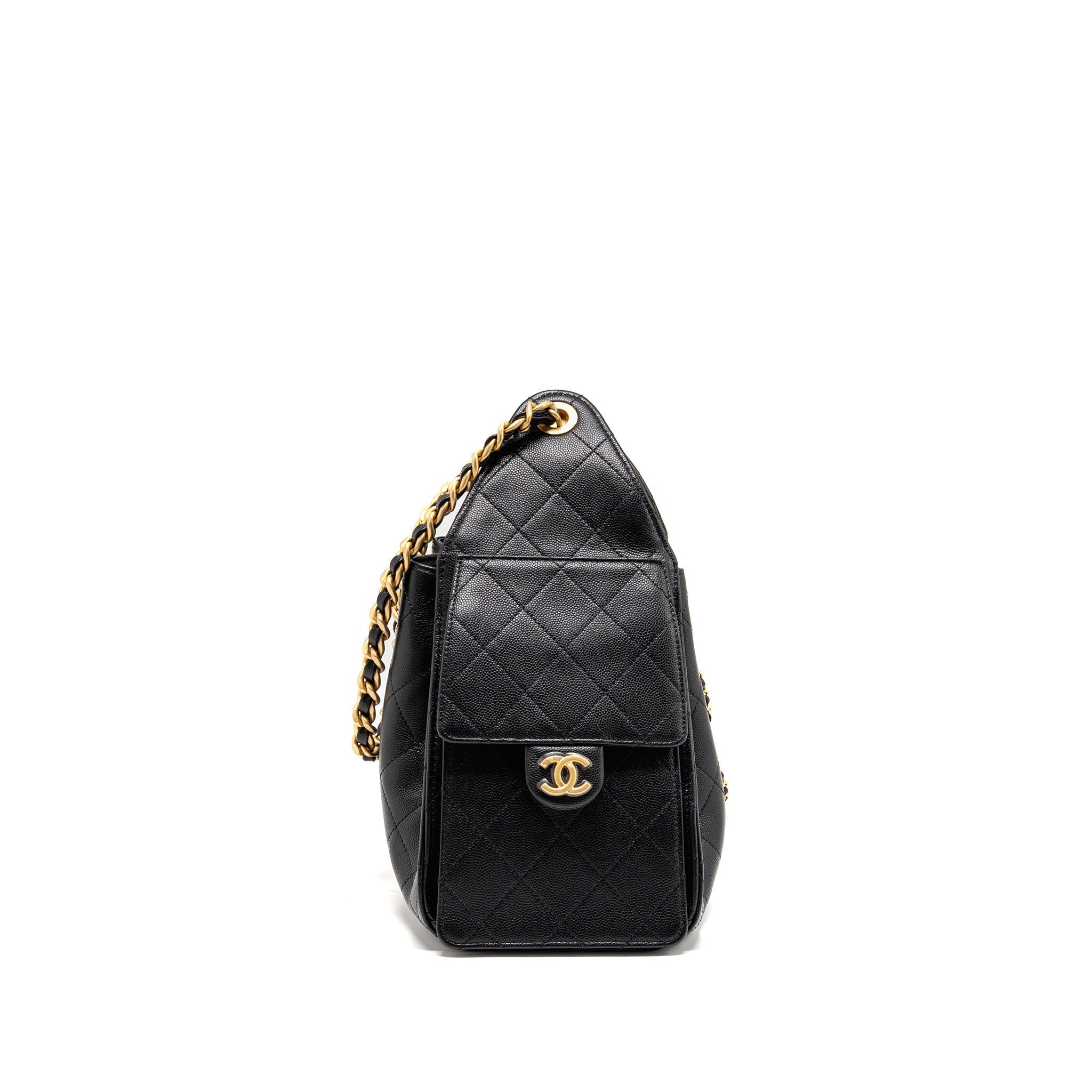 CHANEL 25 SMALL HANDBAG GRAINED CALFSKIN BLACK GHW (MICROCHIP)