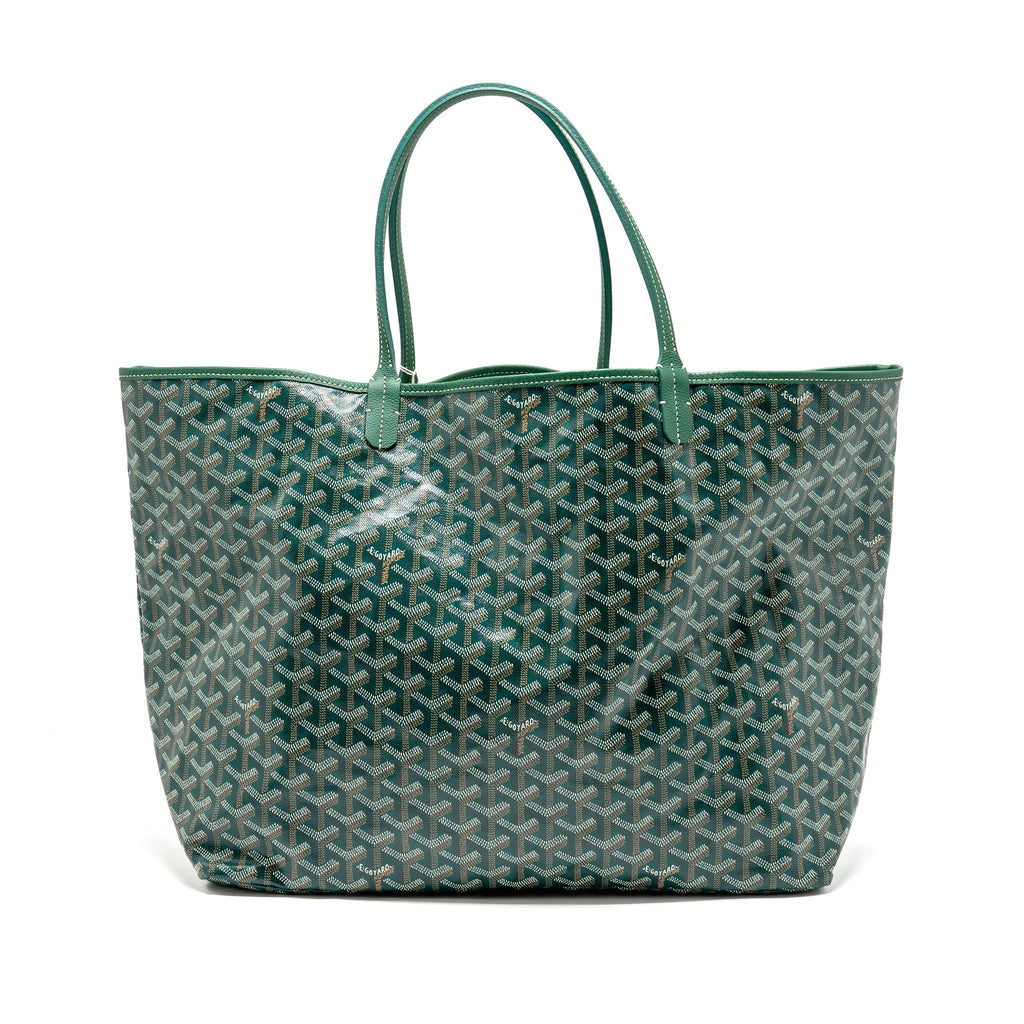 GOYARD SAINT LOUIS GM TOTE GOYARDINE CANVAS/CALFSKIN GREEN SHW