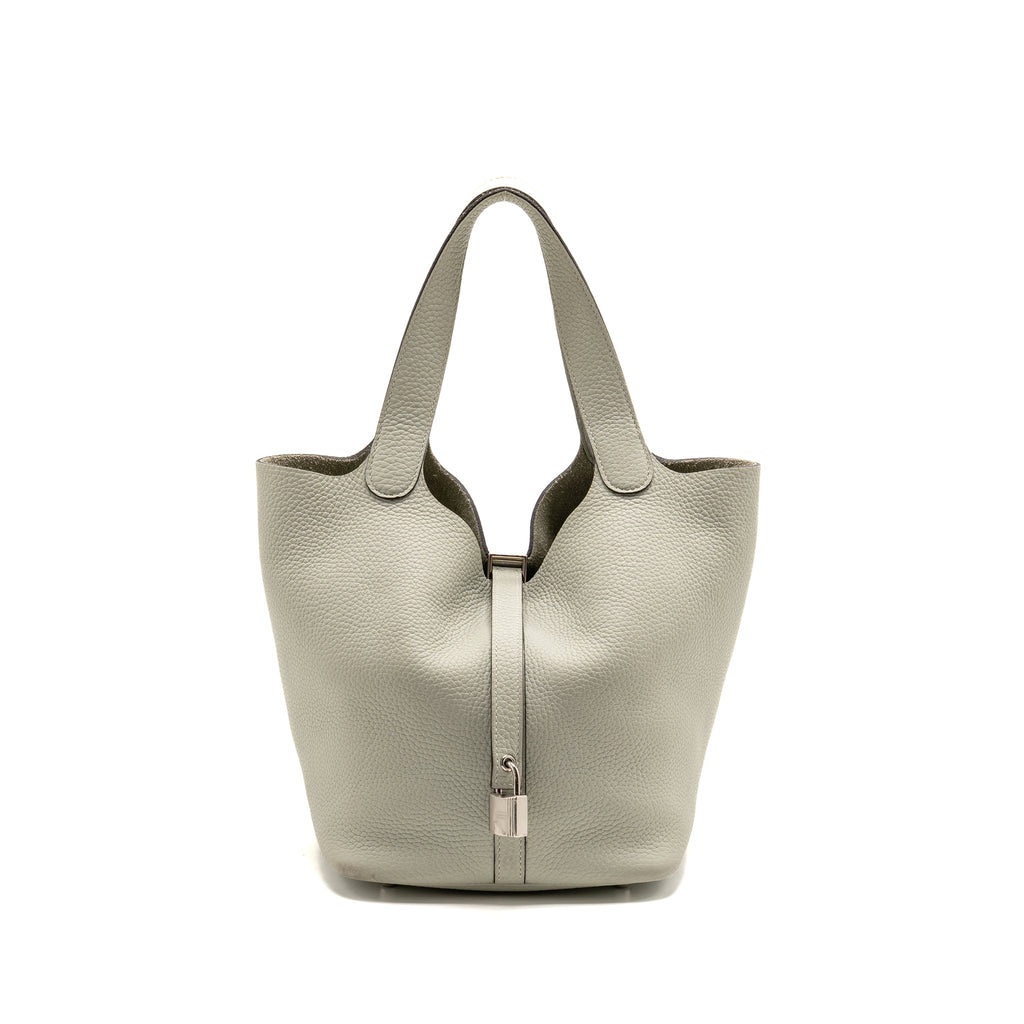 HERMES PICOTIN 22 LOCK BAG CLEMENCE GRIS NEVE SHW