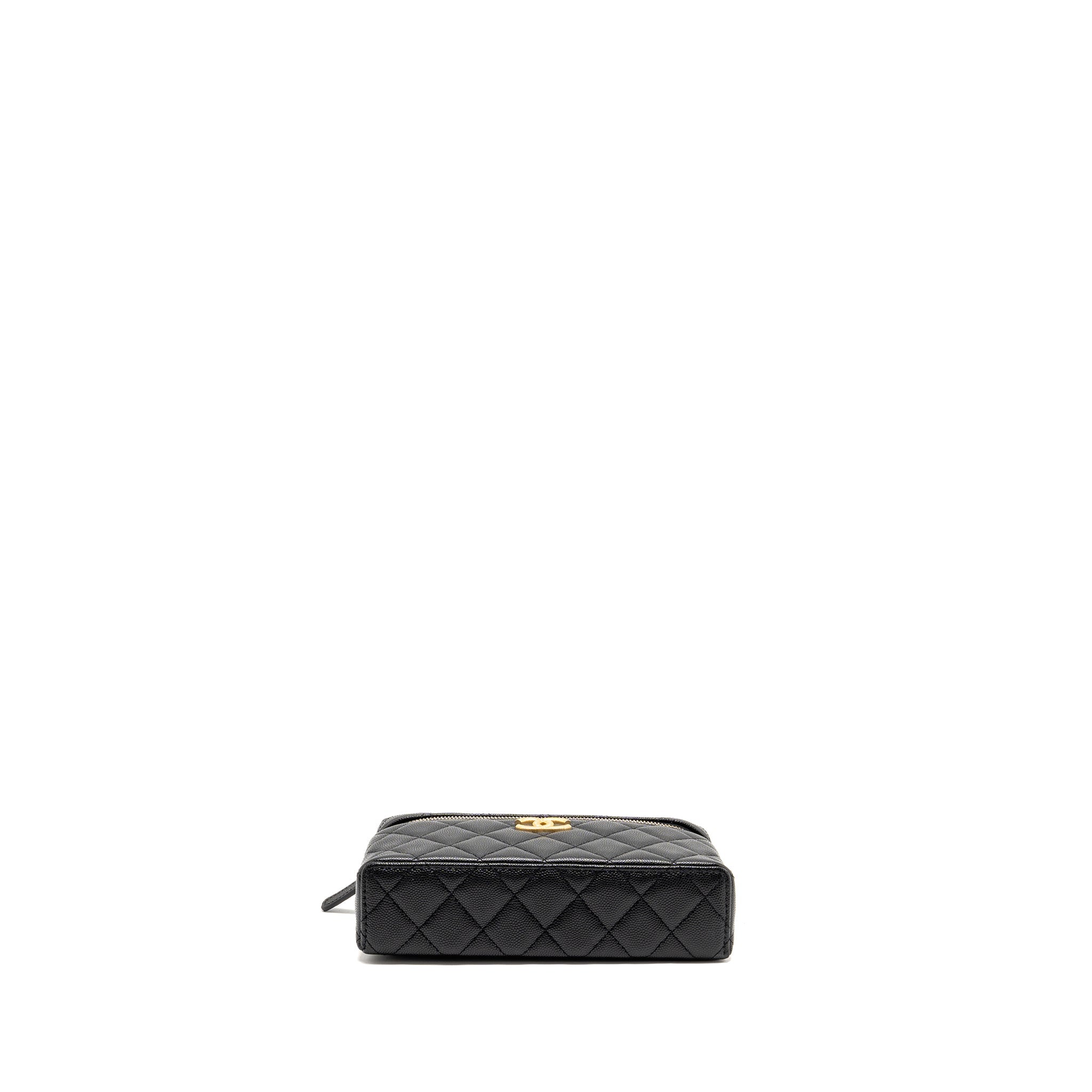 CHANEL TOP HANDLE VANITY BAG WITH CHAIN CAVIAR BLACK GHW (MICROCHIP)