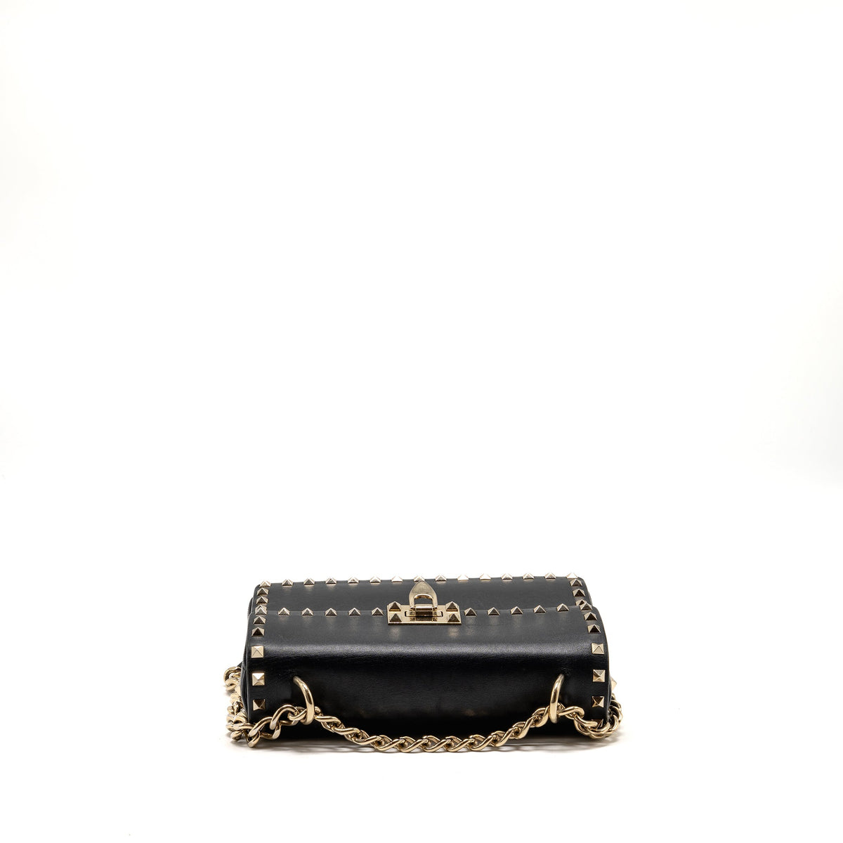 Valentino Small Rockstud Crossbody Bag with Chain Calfskin Black GHW