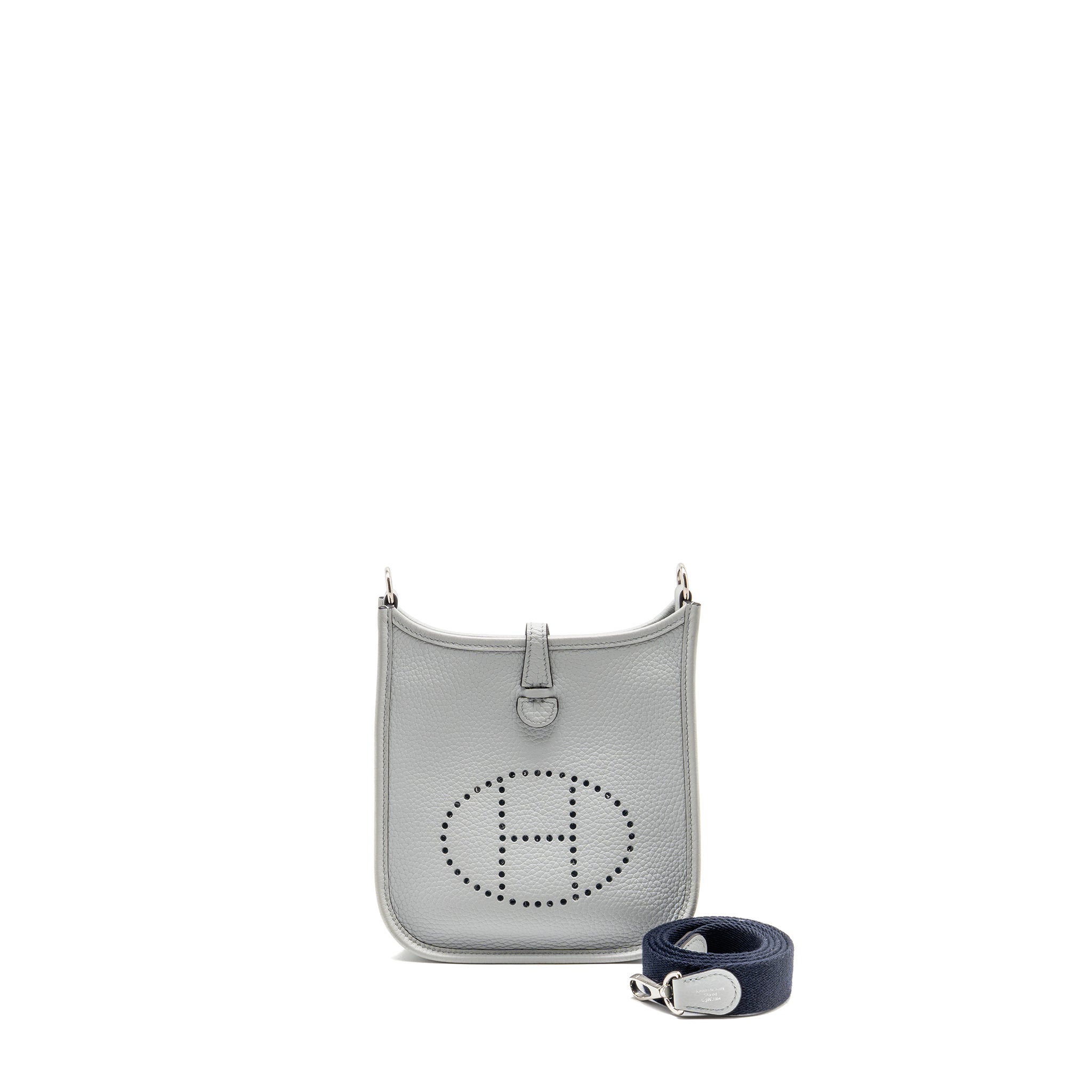 HERMES MINI EVELYNE CLEMENCE BLEU PALE/ BLEU INDIGO SHW