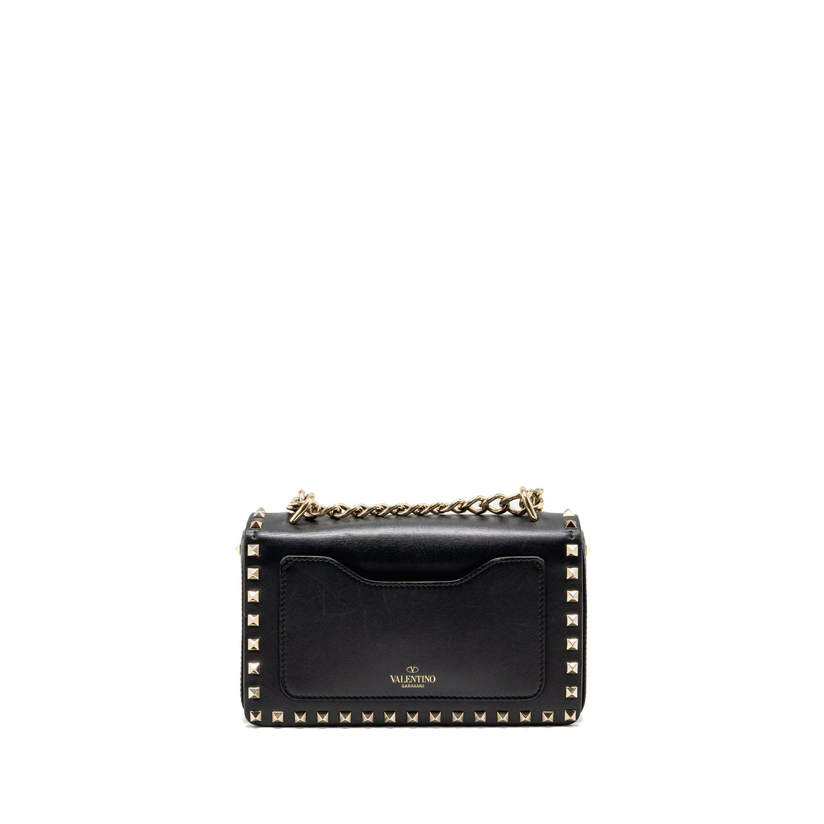 Valentino Small Rockstud Crossbody Bag with Chain Calfskin Black GHW