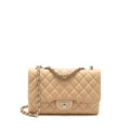 CHANEL JUMBO CLASSIC SINGLE FLAP BAG CAVIAR BEIGE SHW