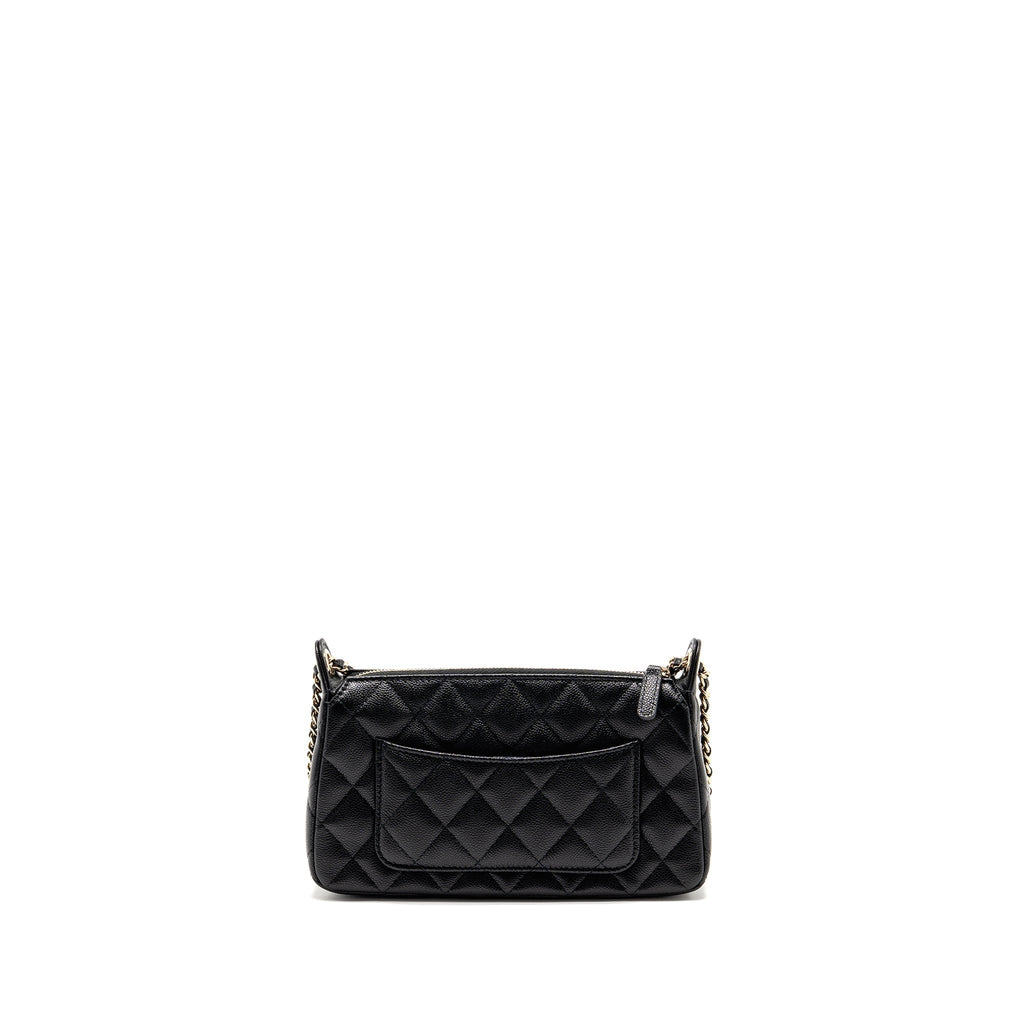 CHANEL 25A CLUTCH WITH CHAIN BAG CAVIAR BLACK LGHW