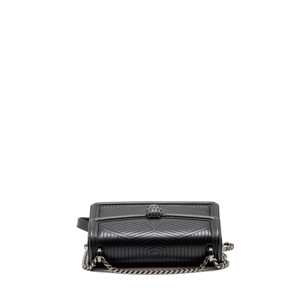 BVLGARI SERPENTI FOREVER FLAP BAG CALFSKIN BLACK RUTHENIUM HARDWARE
