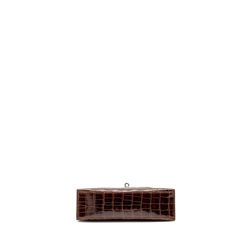 HERMES KELLY POCHETTE SHINY ALLIGATOR MISSISSIPPIENSIS 33 MIEL SHW SQUARE M