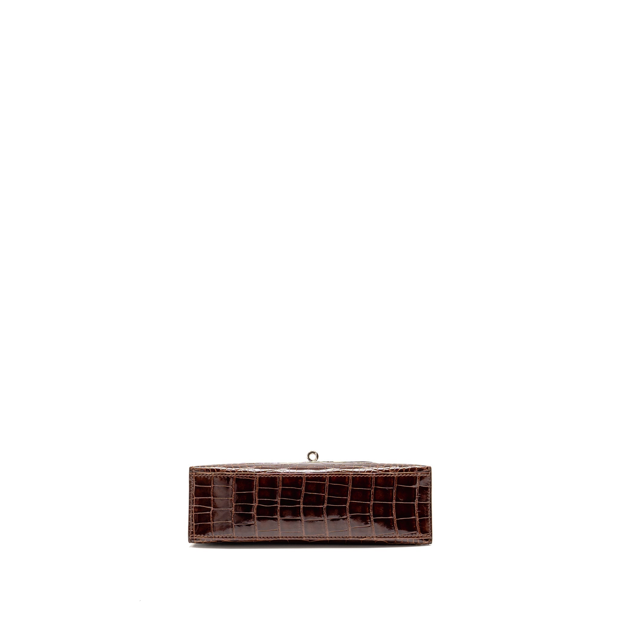 HERMES KELLY POCHETTE SHINY ALLIGATOR MISSISSIPPIENSIS 33 MIEL SHW SQUARE M