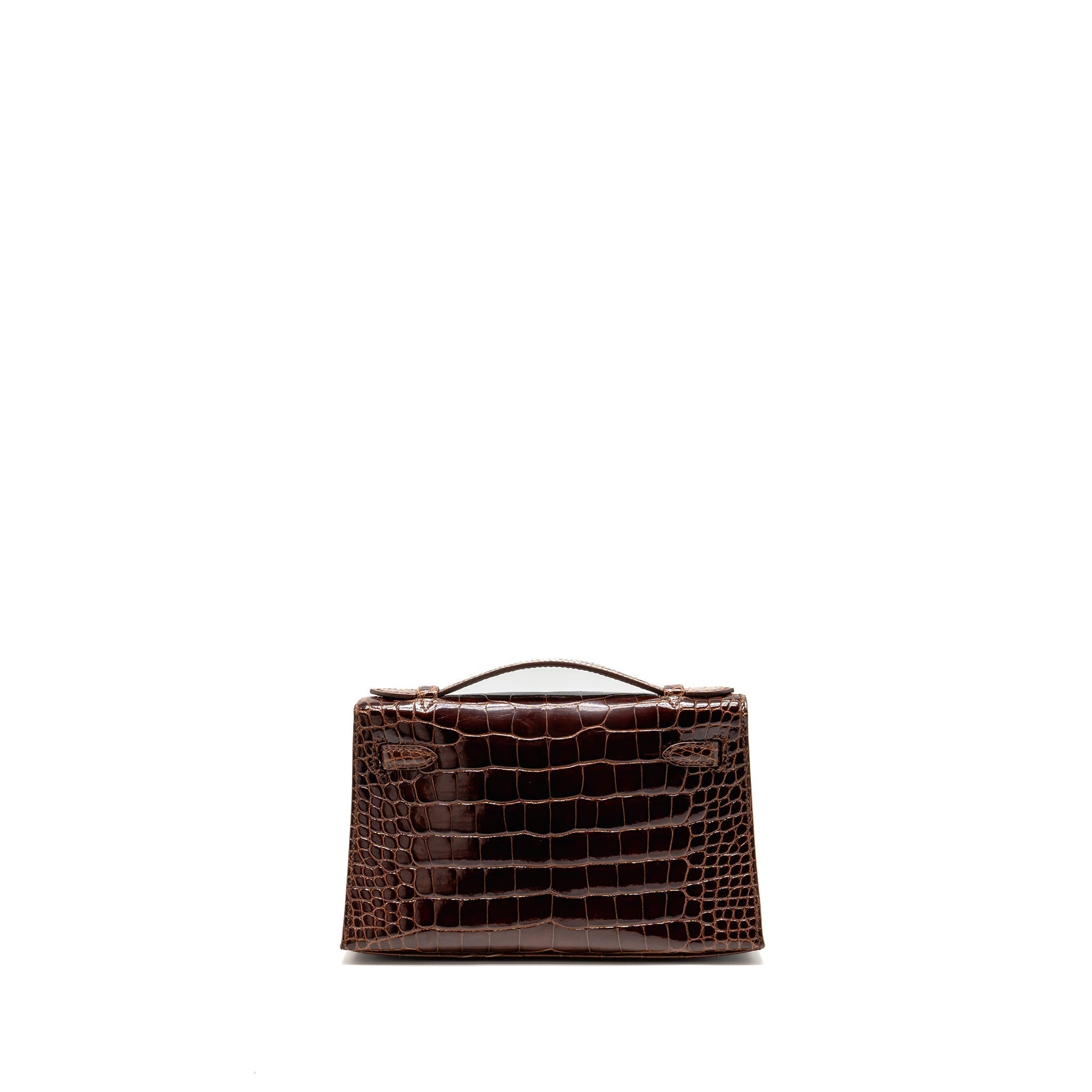 HERMES KELLY POCHETTE SHINY ALLIGATOR MISSISSIPPIENSIS 33 MIEL SHW SQUARE M