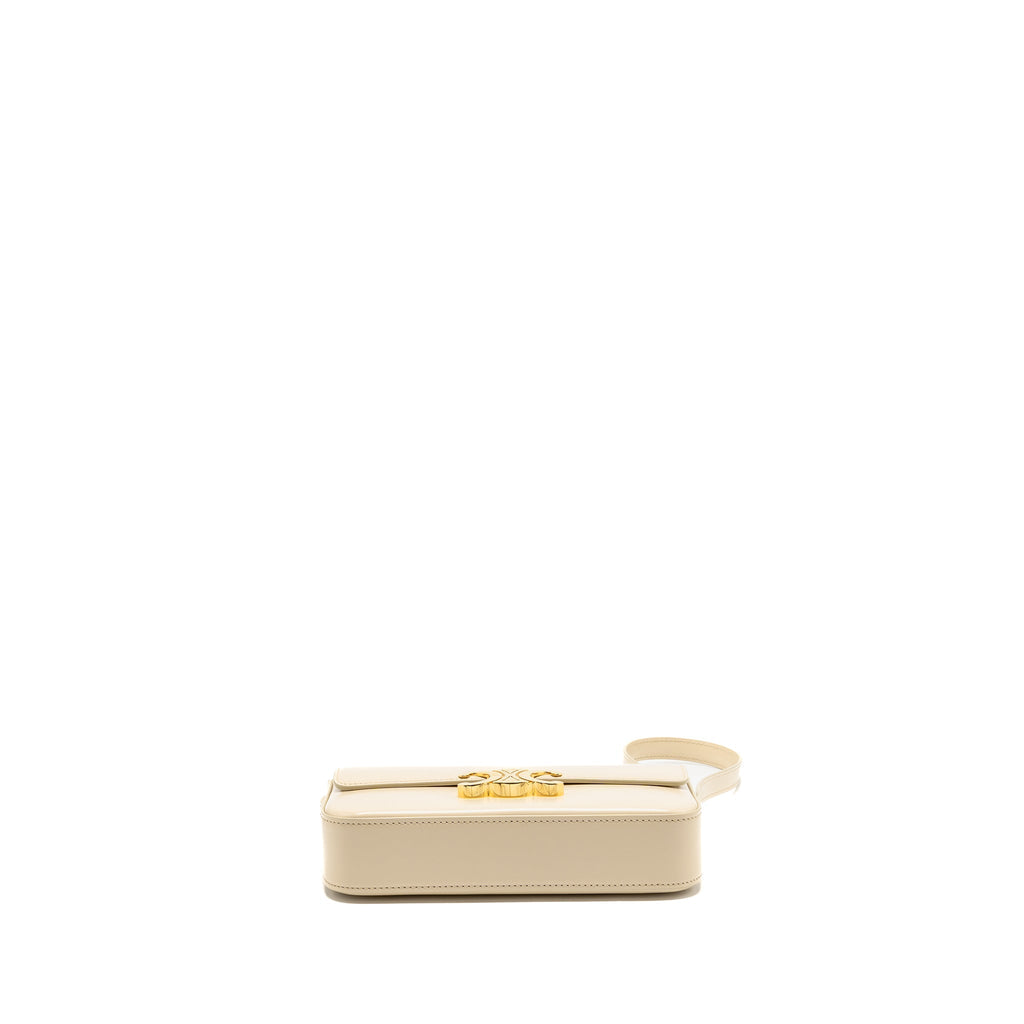 CELINE TRIOMPHE SHOUDER BAG SHINY CALFSKIN IVORY GHW
